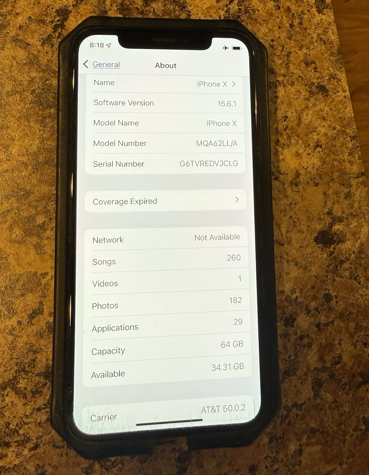 Apple iPhone X 64GB Silver AT&T 5.8in iOS 12MP NFC Wi-Fi