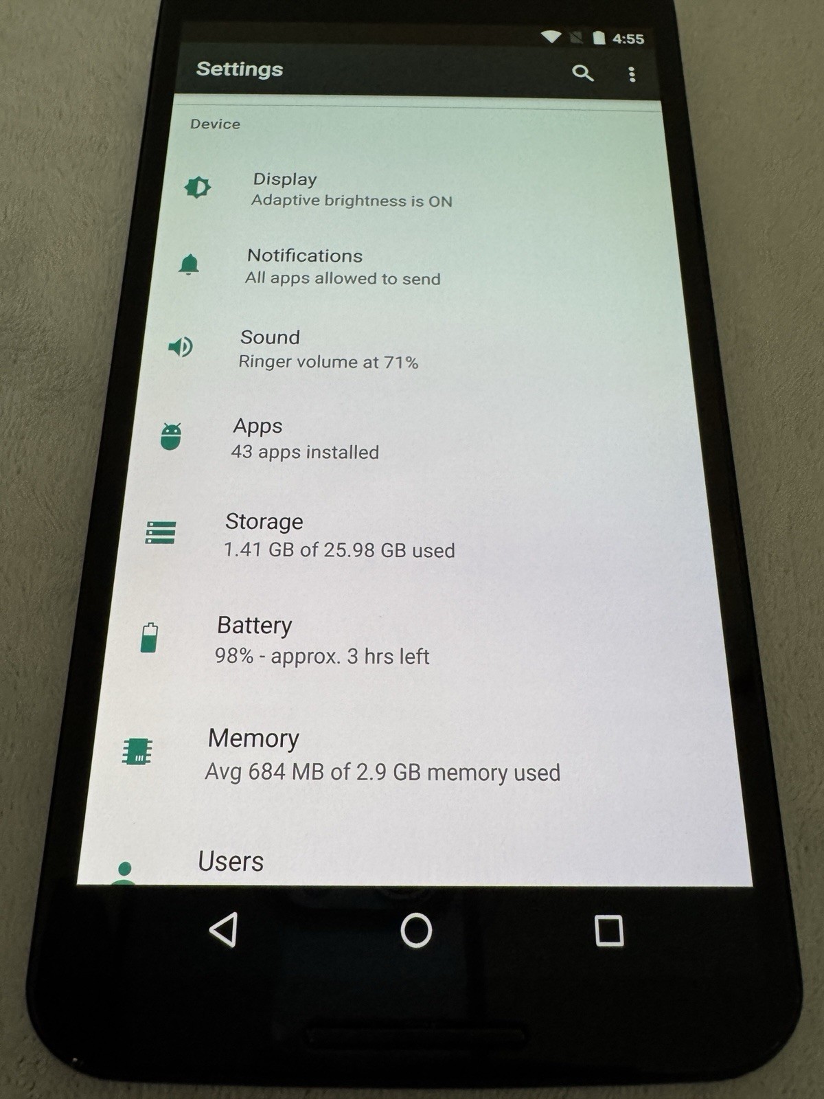 Motorola Nexus 6 32GB Gray – Android 7.0 – Factory Unlocked, Minor Wear – Tested