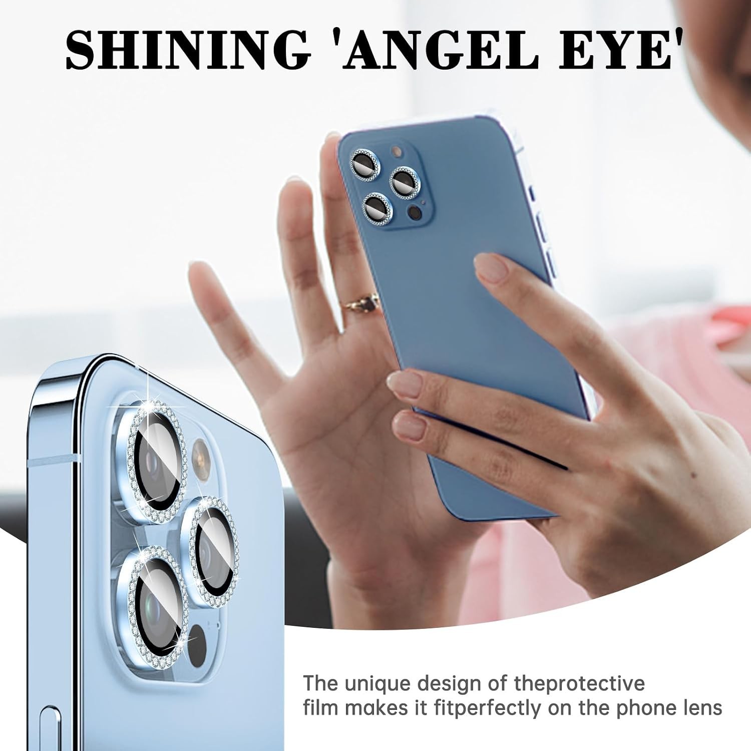 Diamond Camera Lens Protector for iPhone 14 Pro/14 Pro Max, Glitter Cover