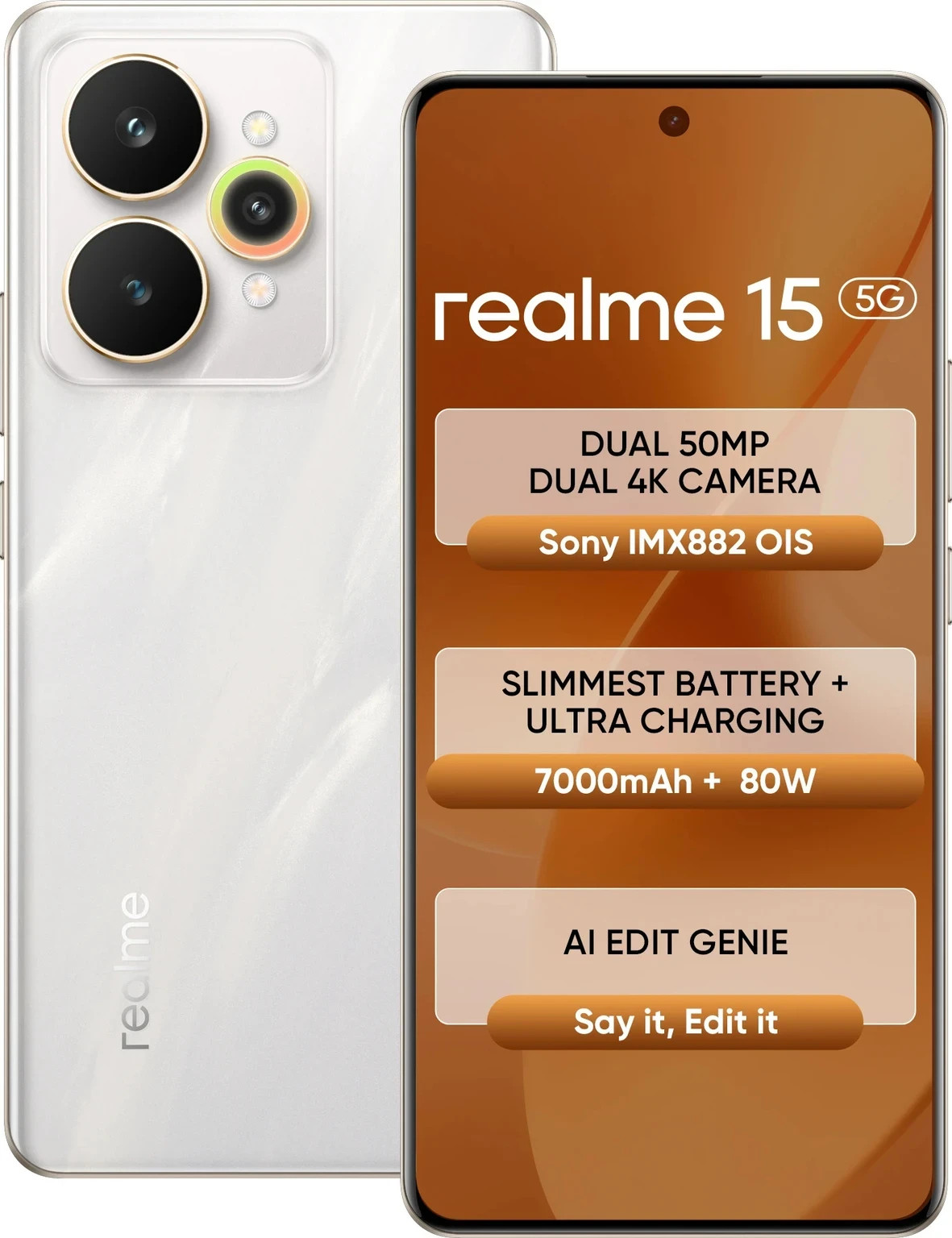 realme 15 (Silver, 128 GB) (8 GB RAM) Mediatek Dimensity 7300+ 5G Global version