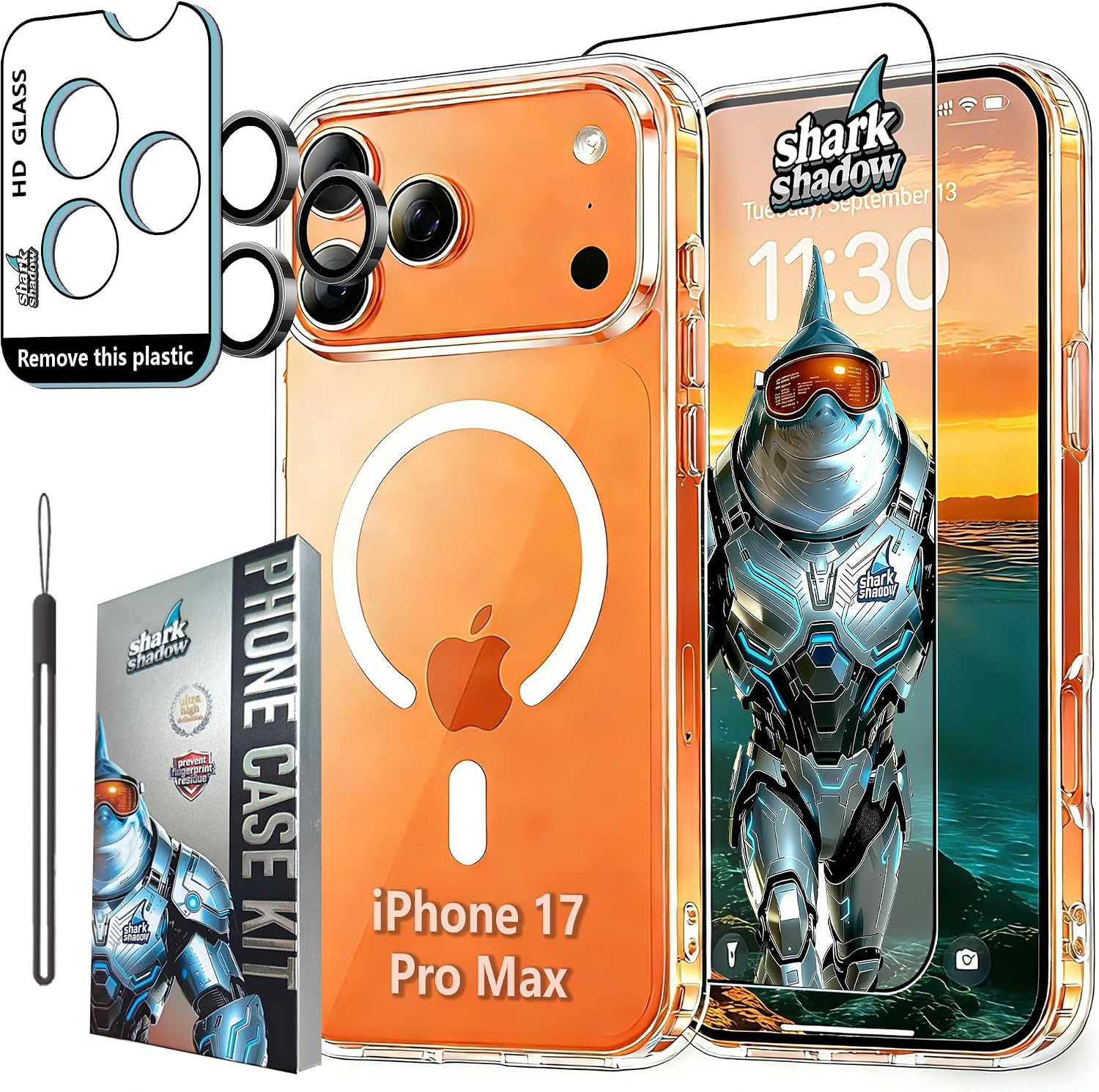 4 in 1 Transparent Phone Case for Apple iPhone 17 Pro Max, Complete Phone Case K