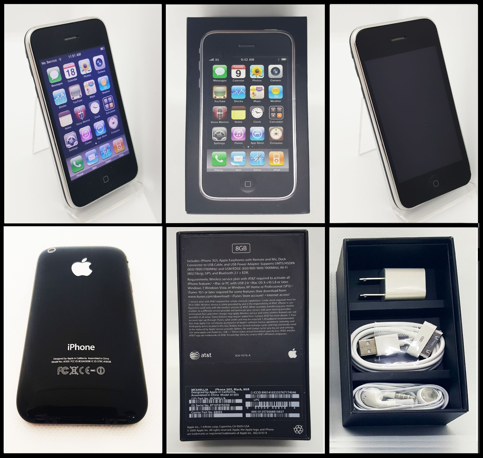 iPhone 3GS 8GB Black Mint Condition iOS 3.1.3 A1303 (GSM) RARE