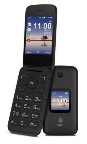 AT&T Alcatel 4052R 2.8″ 4GB Memory GSM Smart Flip Phone – Black (Good Refurb)