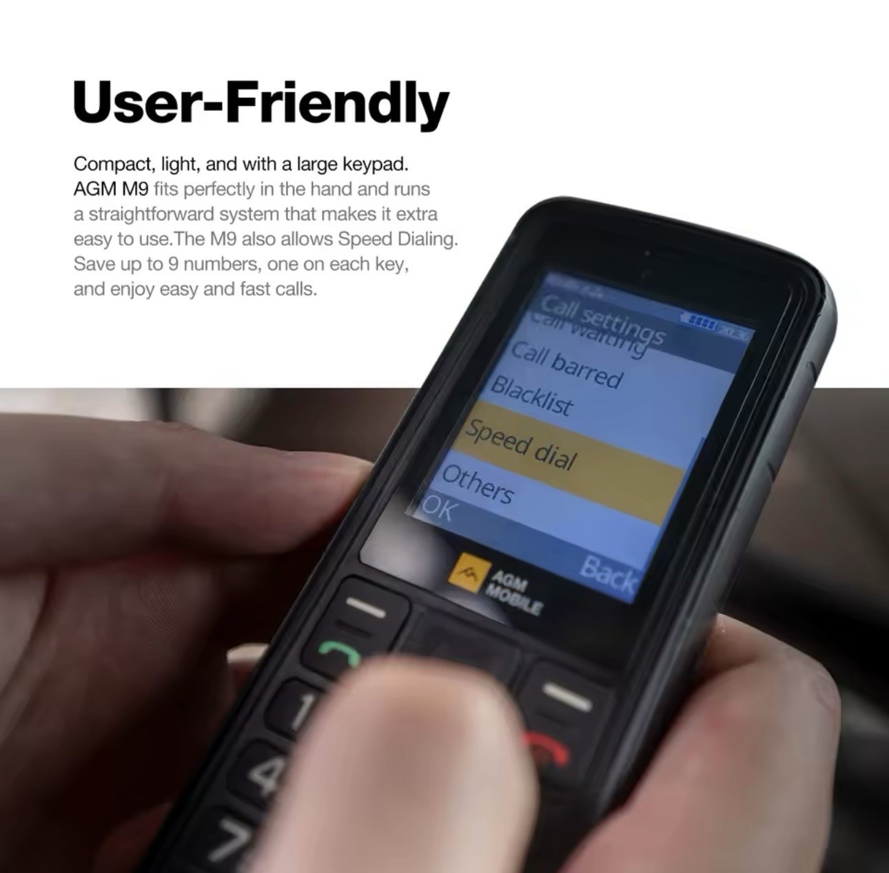 AGM M9 Rugged Feature Phone Button Cell Phone Bluetooth FM Torch Dual Sim Card