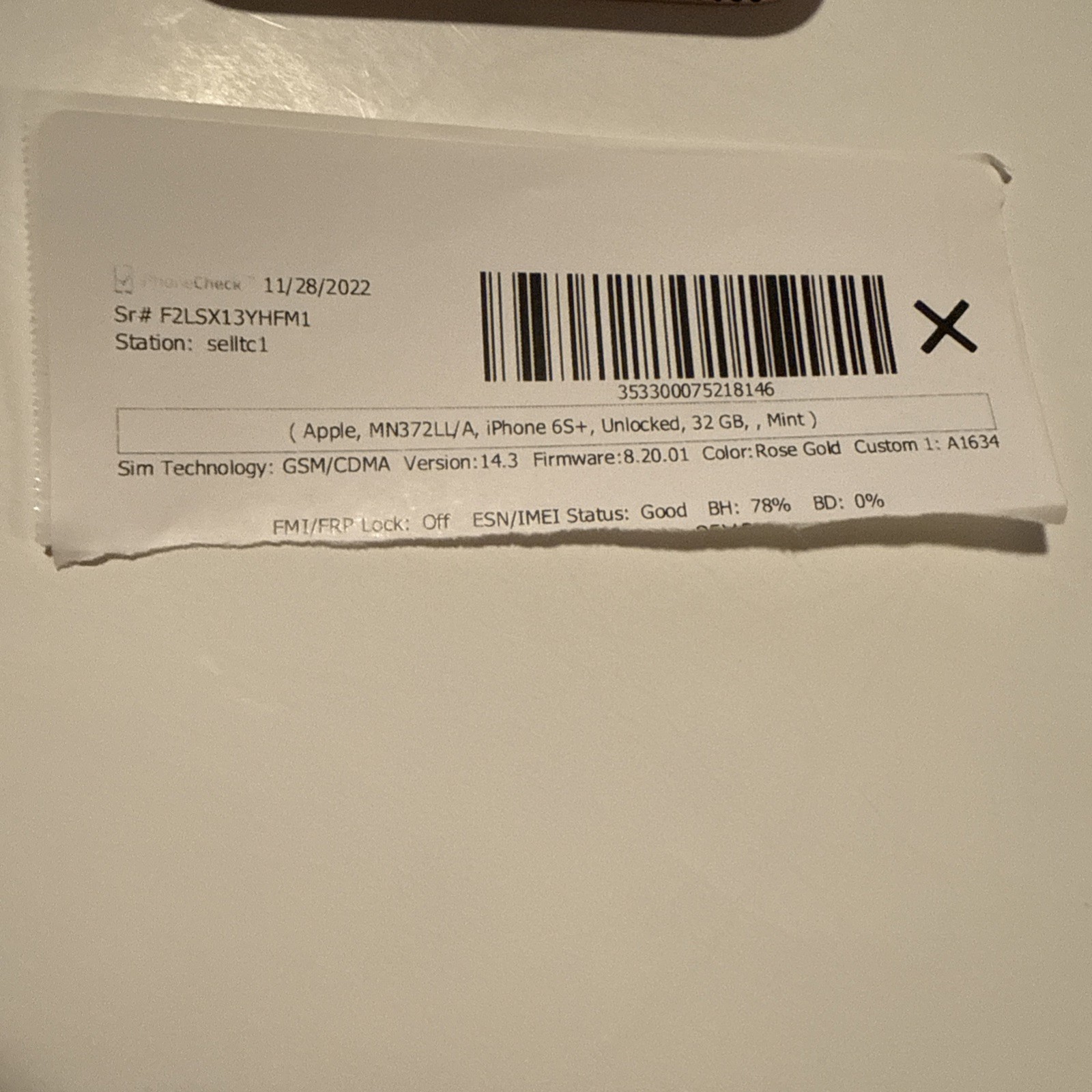 Apple iPhone 6s Plus (6S+) 32GB Rose Gold A1634 (Unlocked) – Mint Screen