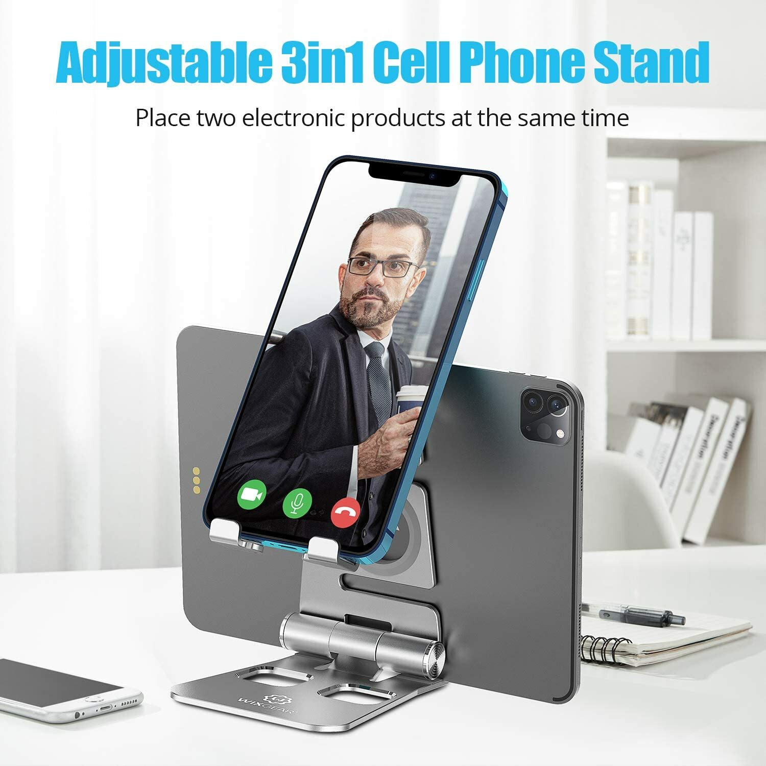 WixGear 3 in 1 Foldable Aluminum Phone, Tablet Stand and Apple Watch Stand