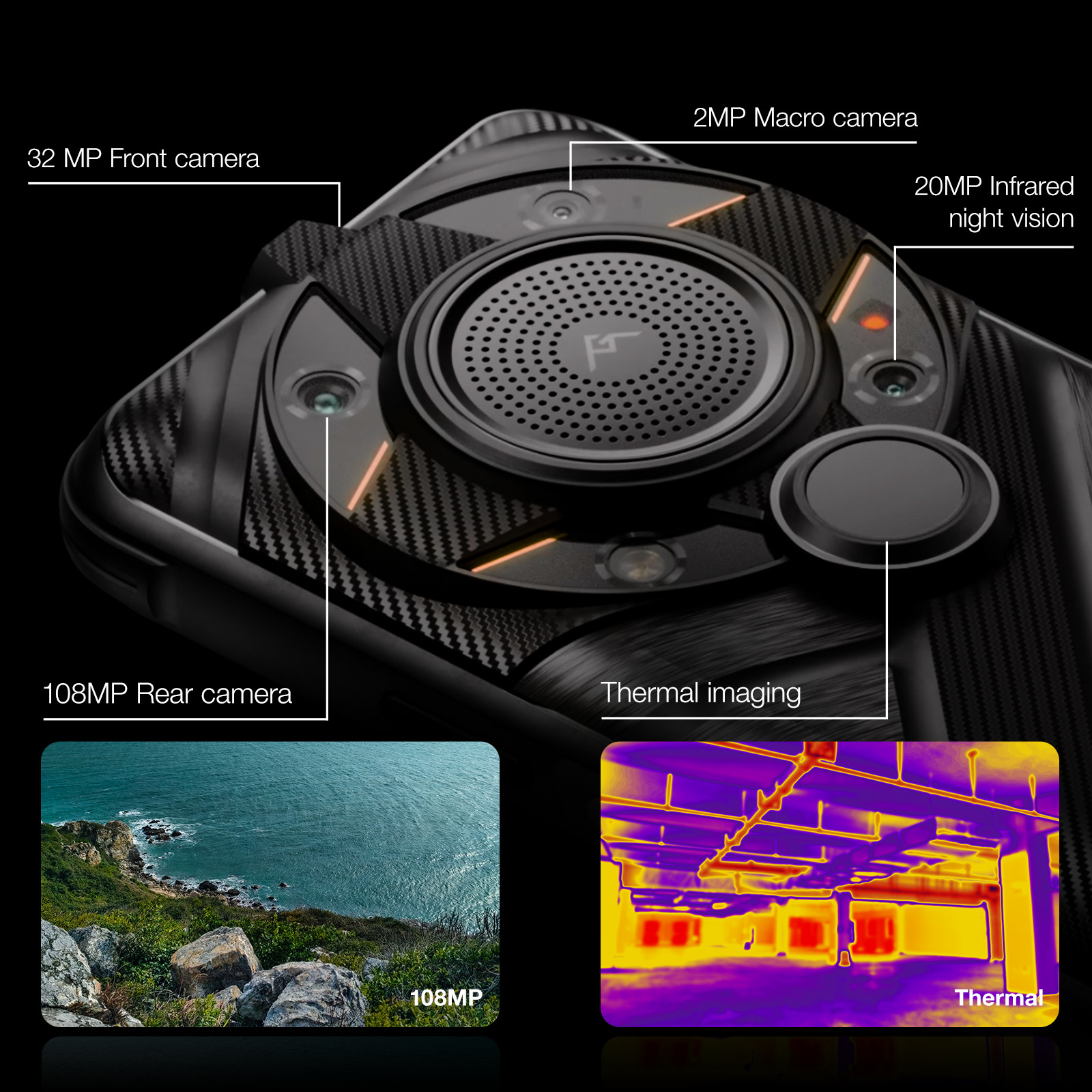 AGM G2 Guardian Rugged Smartphone 12GB+256GB Autofocus Thermal Monocular 500m/yd