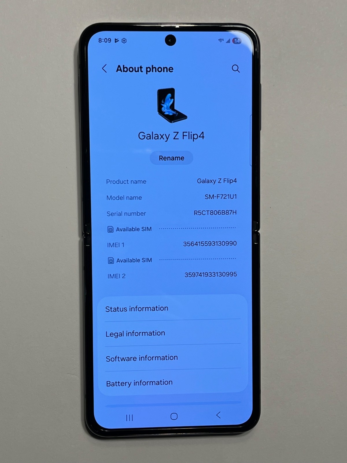 Samsung Galaxy Z Flip4 SM-F721U1 256GB Unlocked Graphite