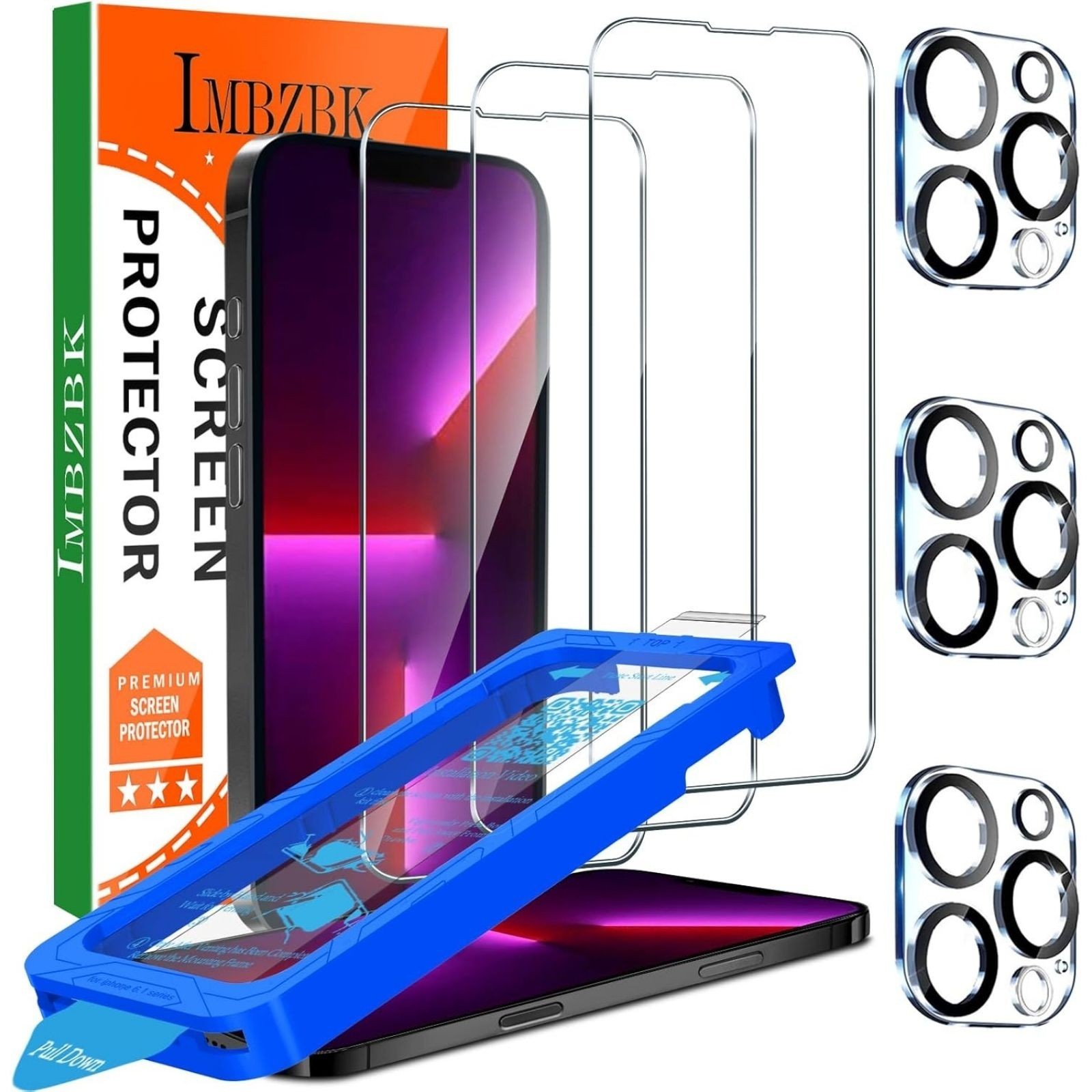 For iPhone 13 Pro 6.1 inch Screen Protector,Front Tempered Glass,Side-Back Film