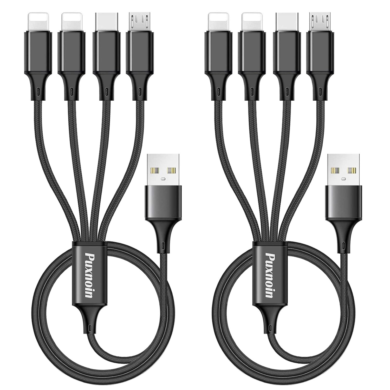 Multi Charging Cable, 2Pack 4FT 4 in 1 Charging Cable for Multiple Devices, Brai