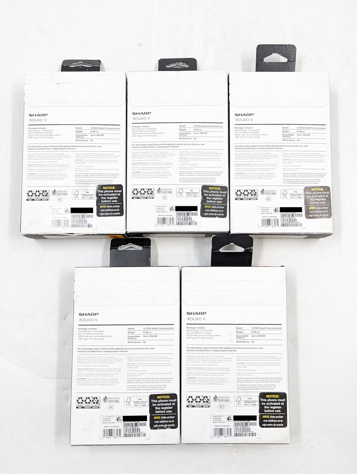 Sharp Rouvo V 32GB | Turquoise | VERIZON PREPAID ONLY | Lot of 5