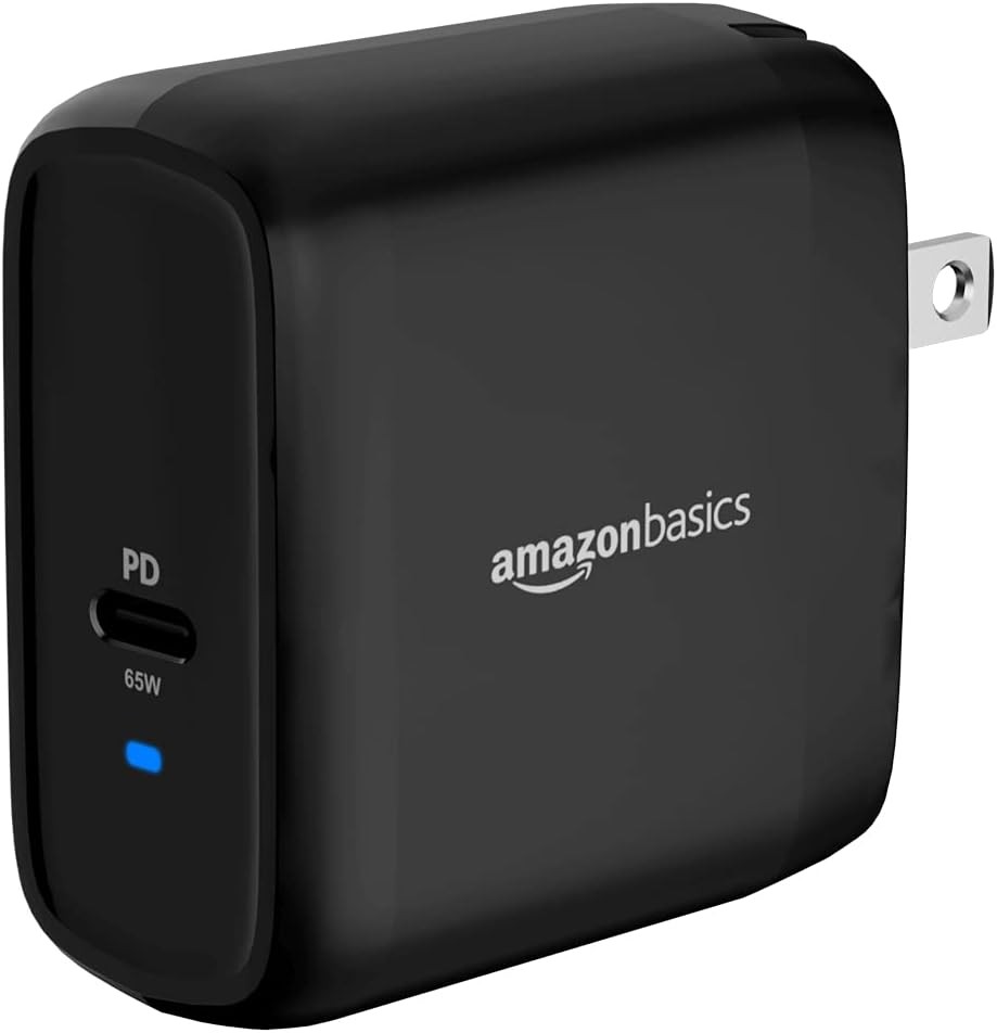 65W One-Port GaN USB-C Wall Charger with Power Delivery PD 3.0, Foldable Plug