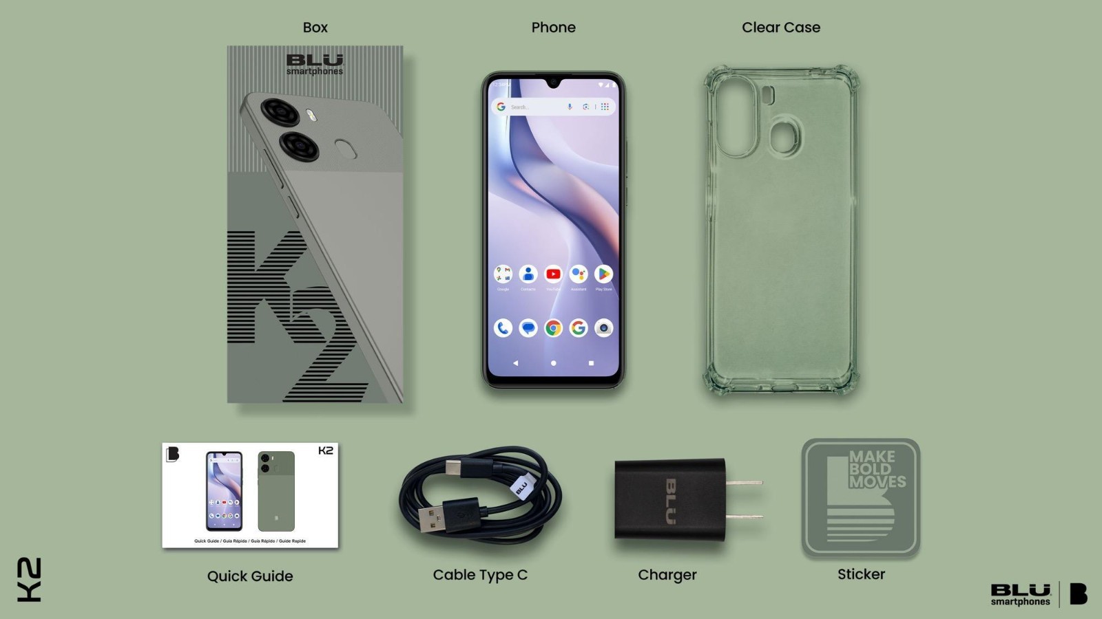 BLU K2 |Unlocked |6.88” HD+ Display Android 15 |US Version Cell Phone BK