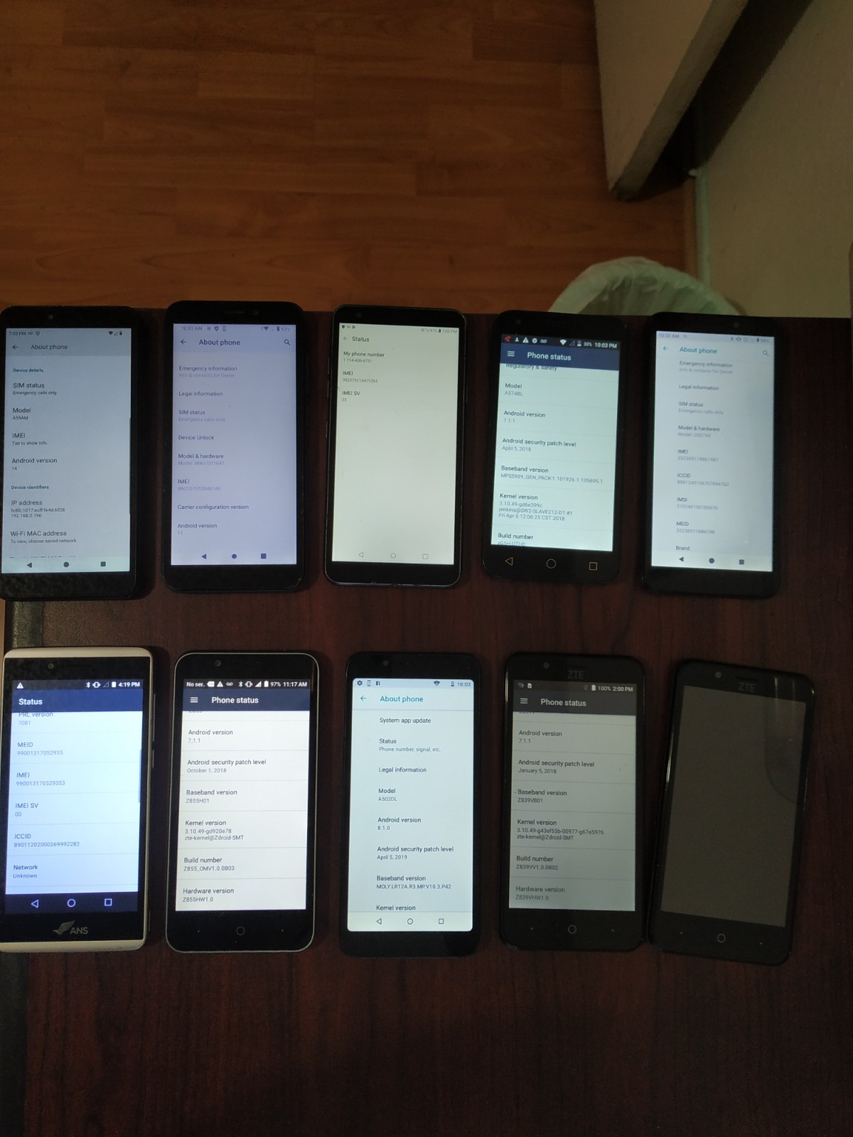 Lot of 10 Mixed Brand LG/WIKO/alcatel and other 16GB Smartphone