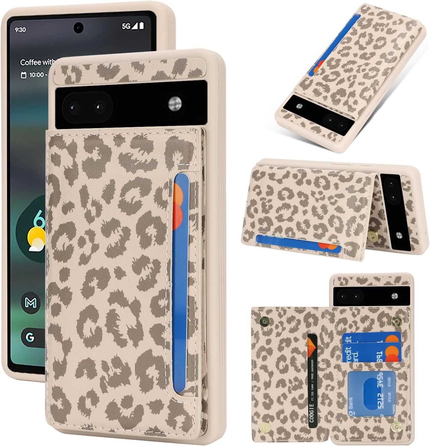 Google Pixel 6a Case with Card Holder, Wallet Phone Case for Women Men [RFID Blo