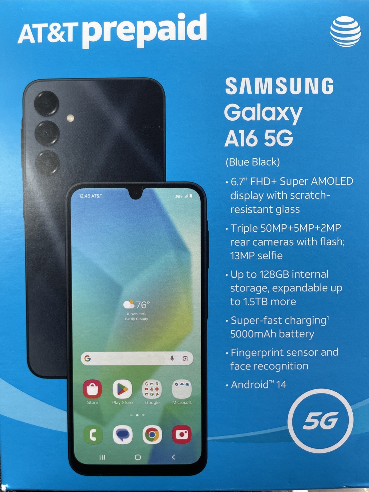 NEW SAMSUNG GALAXY A16 5G 6,7” 128GB Only AT&T Prepaid New Acc Or Upgrade Ur Pho