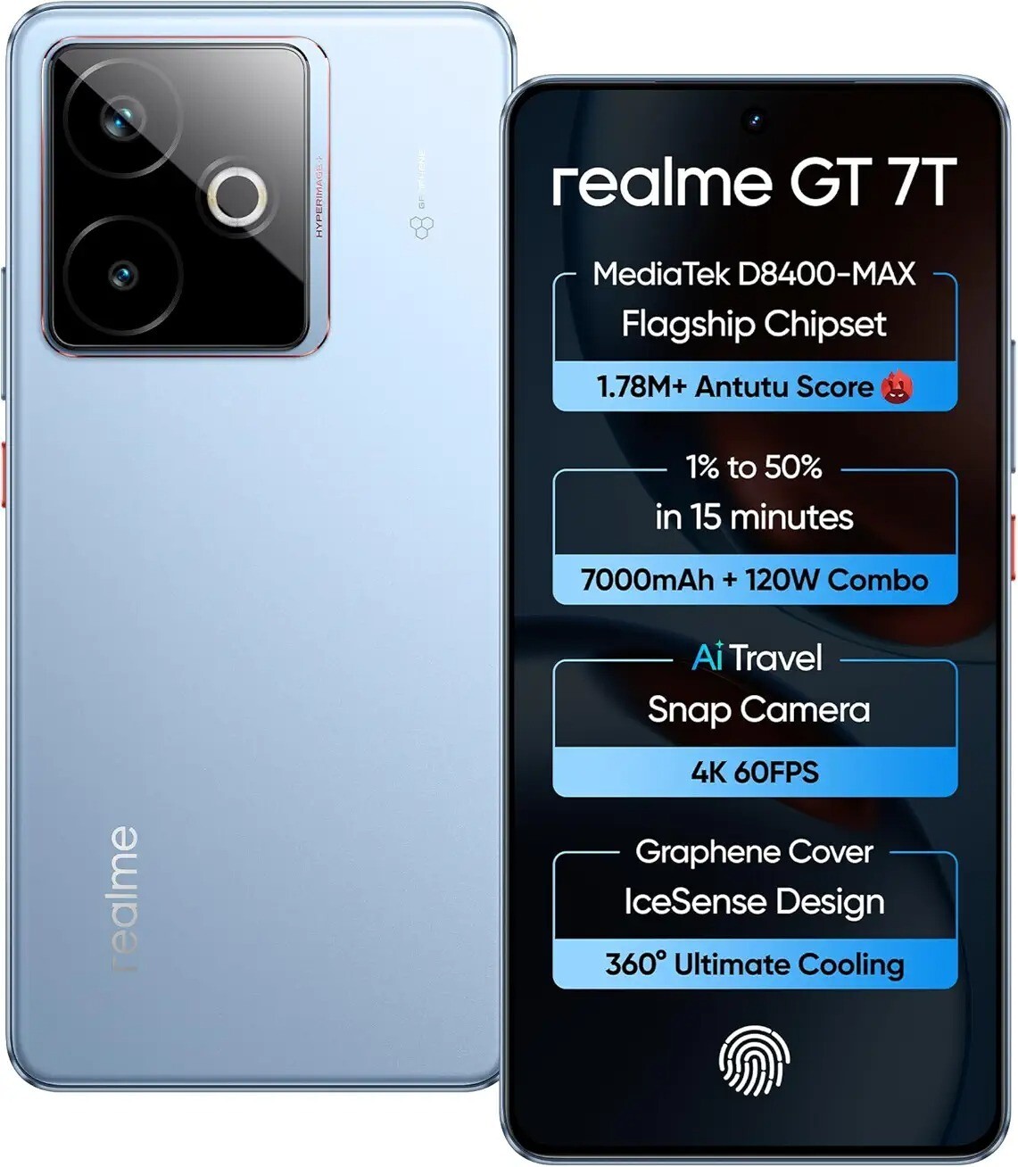 Realme GT 7T IceSense Blue 12GB 256GB Unlocked Global Version