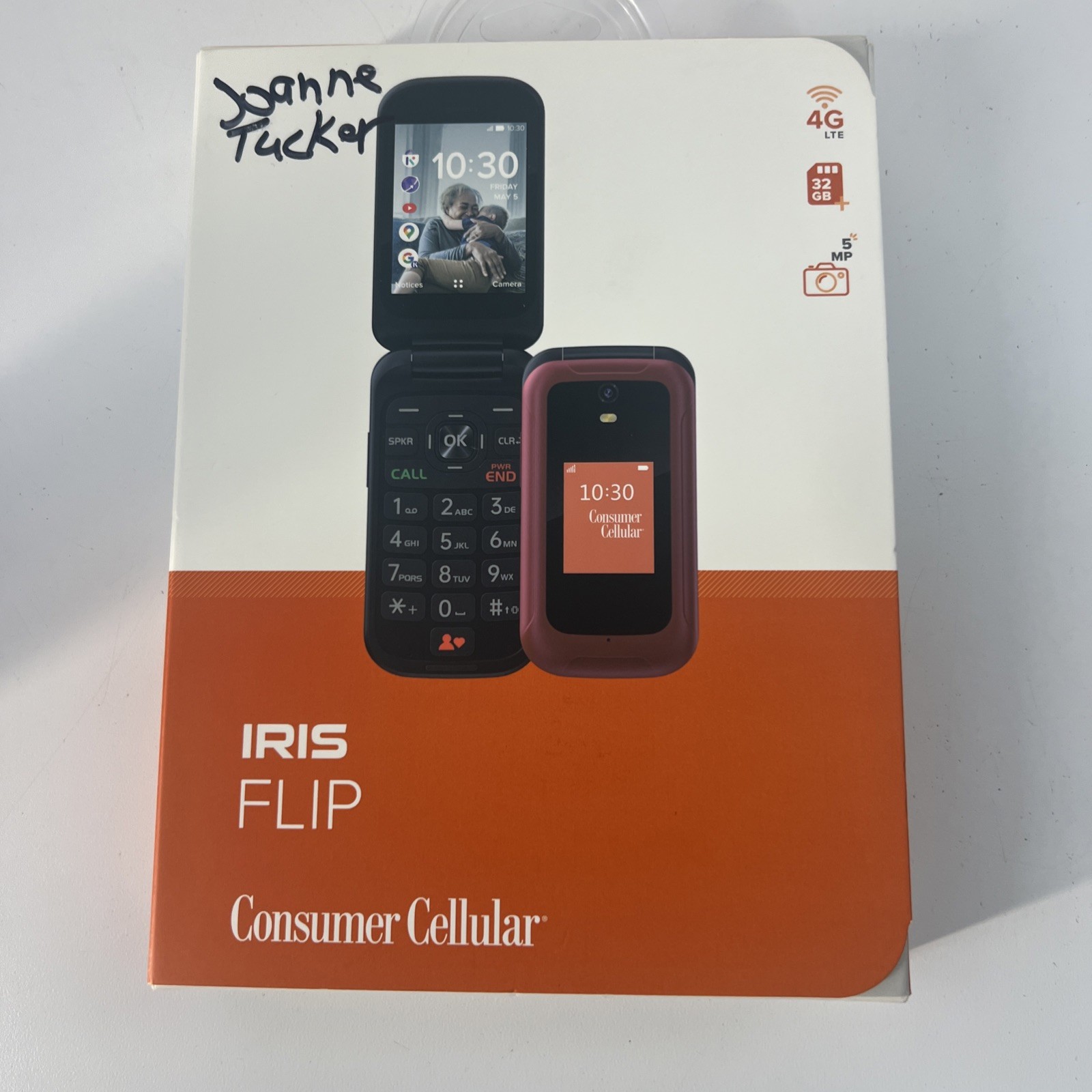 New Consumer Cellular Iris Flip Phone (8GB) 5.0MP Camera 4G LTE