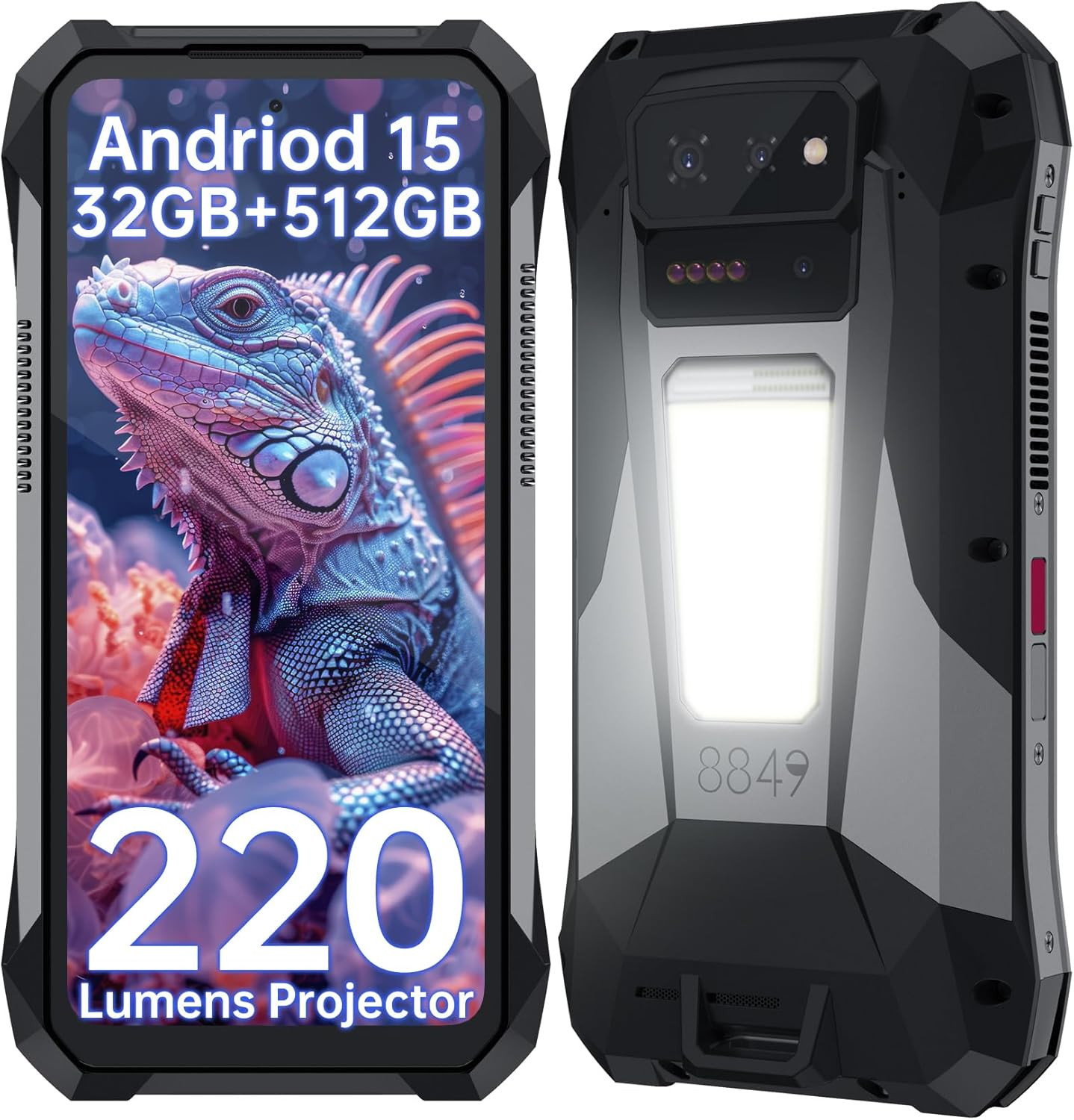 Tank X Rugged Smartphone 5G, IP68 Waterproof Android 15 Unlocked Mobile Cell Pho