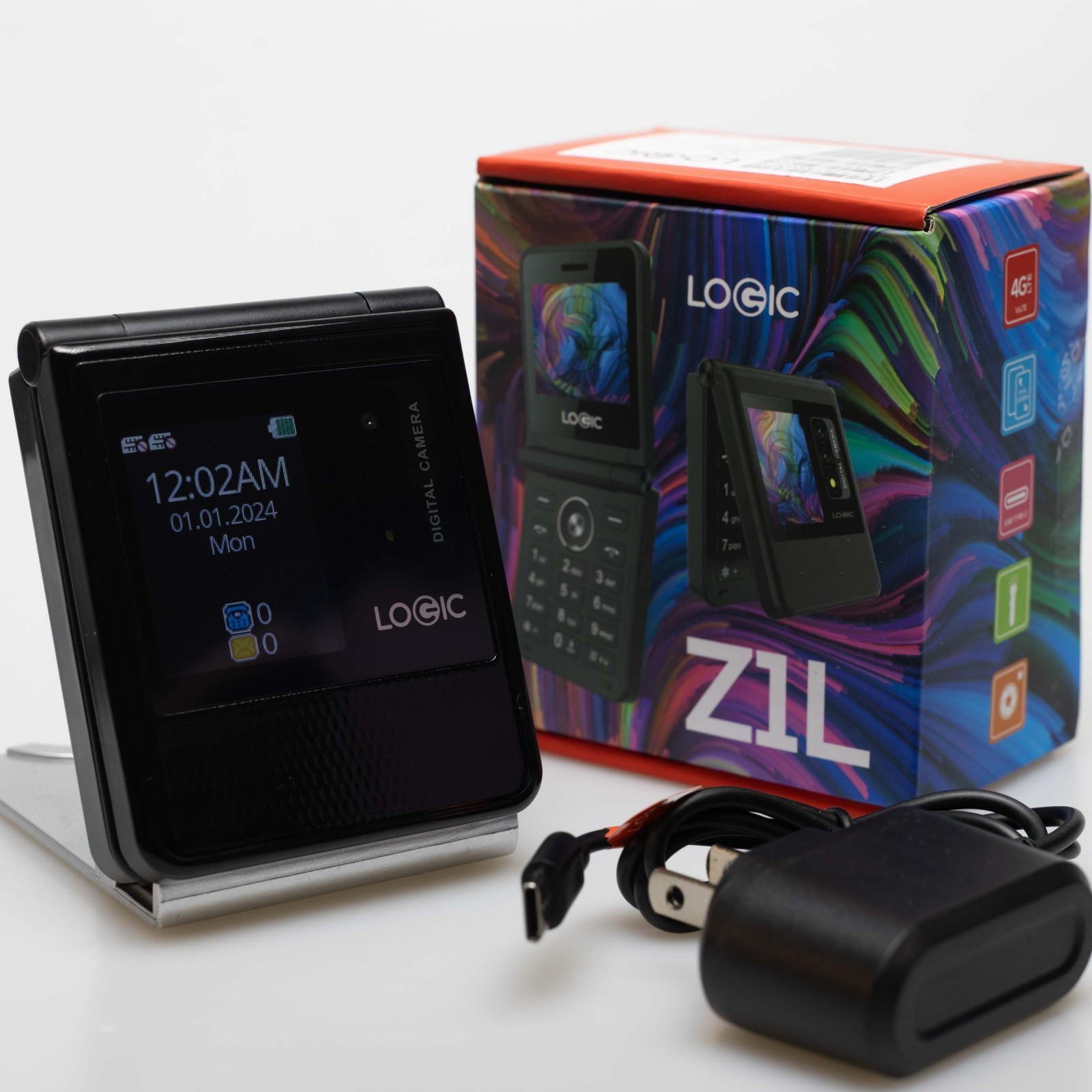 Logic Z1L 4G VoLTE Senior Flip Phone Unlocked Dual Sim – Black – Open box