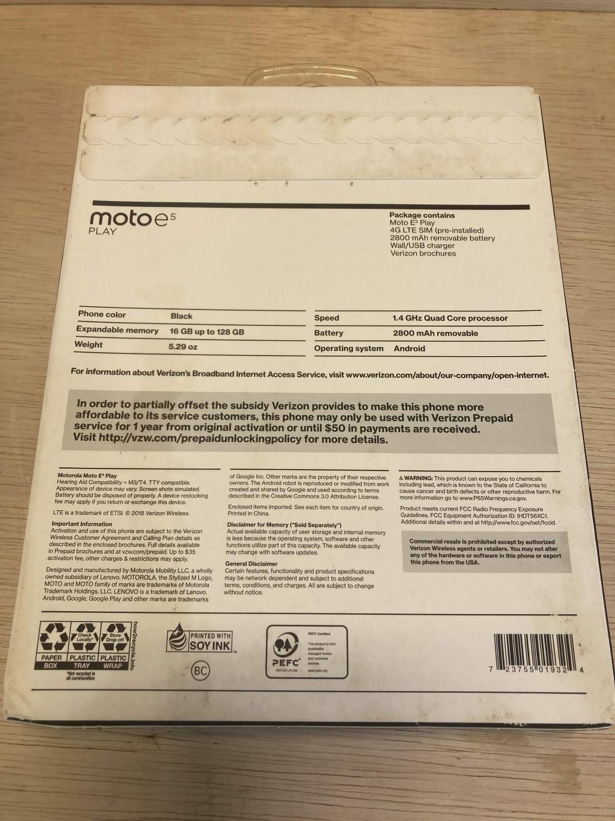 Verizon Prepaid Moto E5 Play – Verizon Prepaid NEW IN BOX Android Smartphone