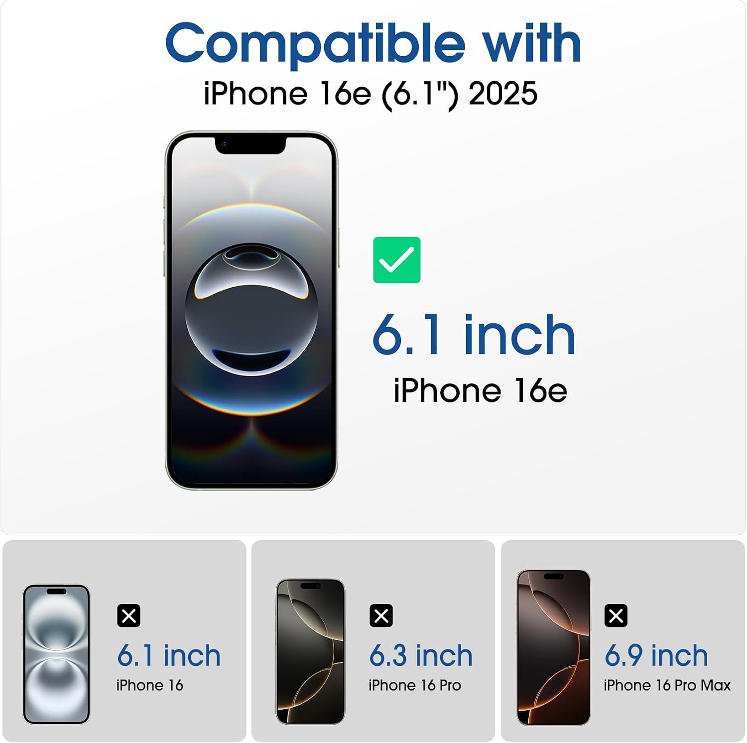 2PCS Screen Protector & Camera Lens Protector for iPhone 16e 6.1 Inch Anti Scrat