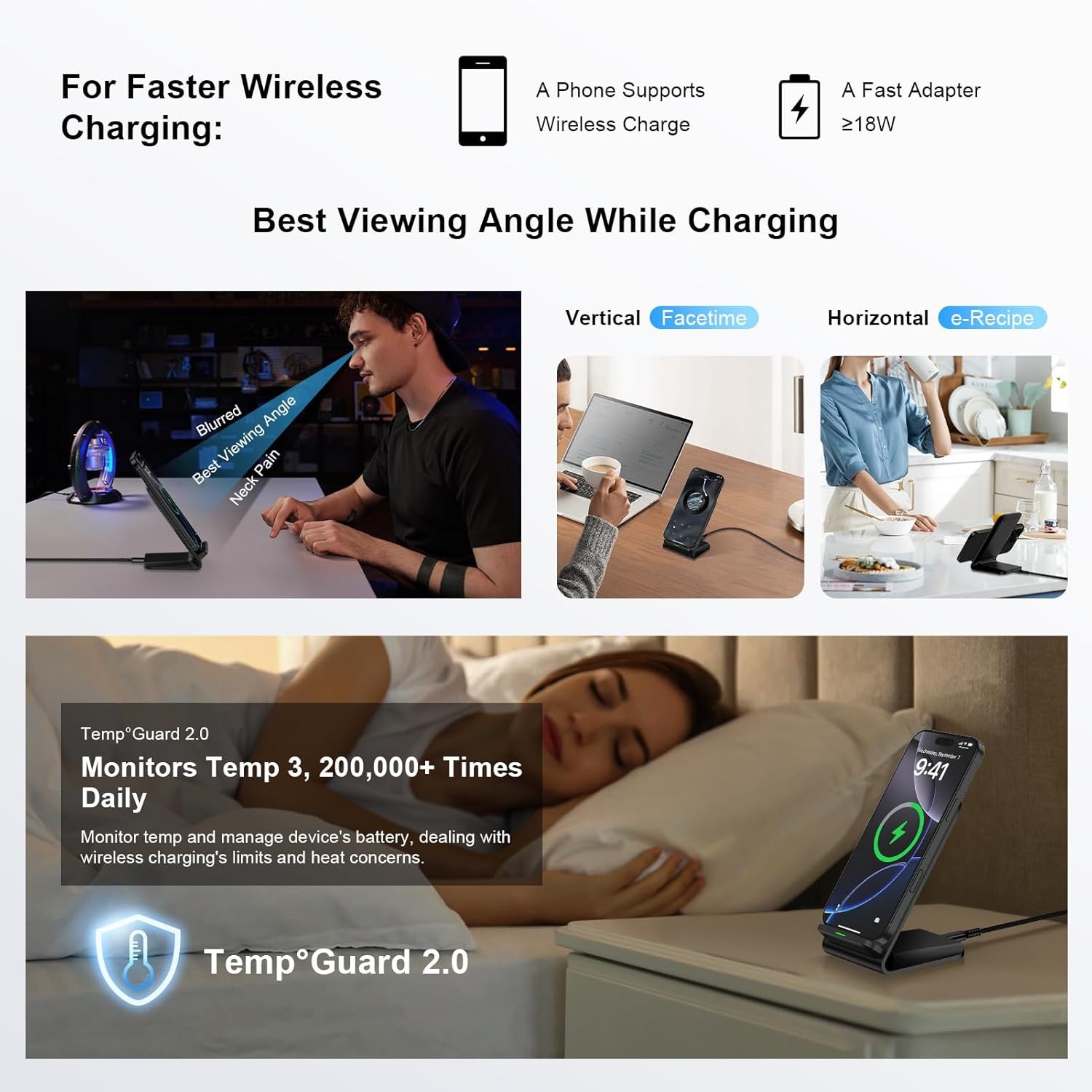 Wireless Fast Charger Stand for Samsung Galaxy S25 Ultra, S25 Edge