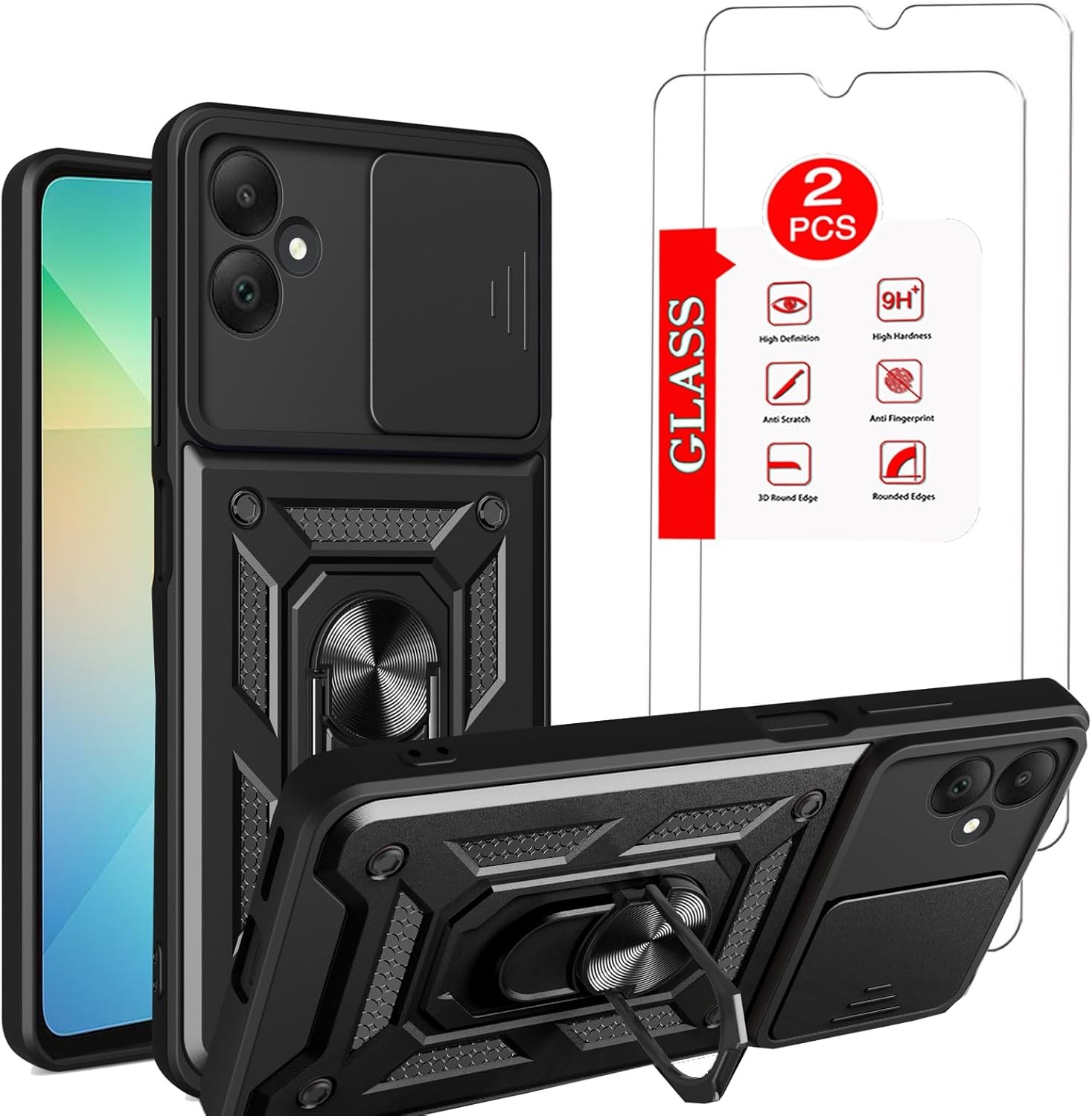 Samsung Galaxy A06-4G Case with [2 Pack] Tempered Glass Screen Protector and Kic