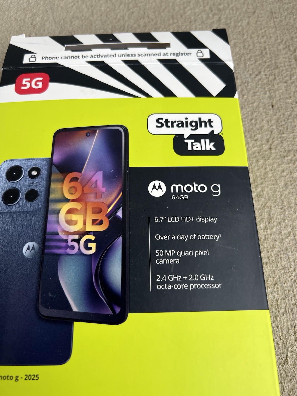 Straight Talk Motorola Moto G 2025, 5G, 64GB, Blue – Prepaid Smartphone