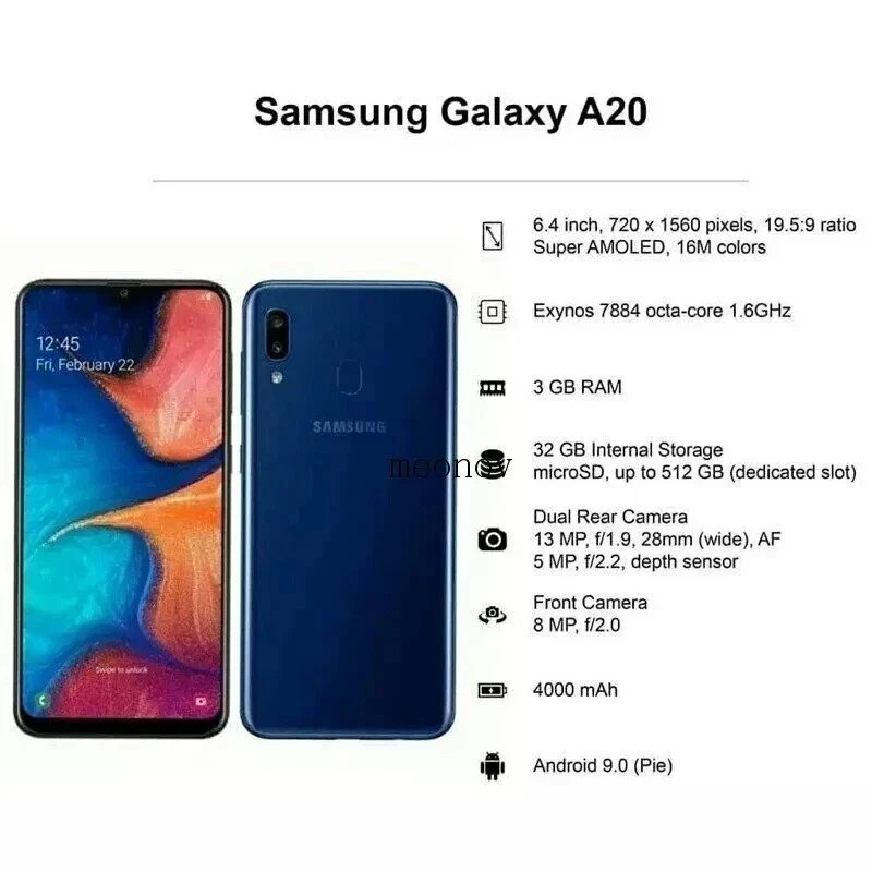 Brand New✨Samsung Galaxy A20✨SM-A205U 32GB+3GB Black 6.4″ Unlocked Smartphone