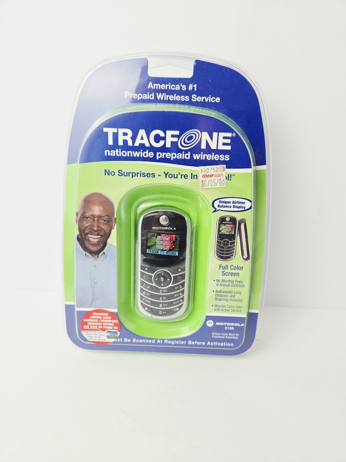 New Motorola C Series C139 Black Silver TracFone Cellular Phone Sealed