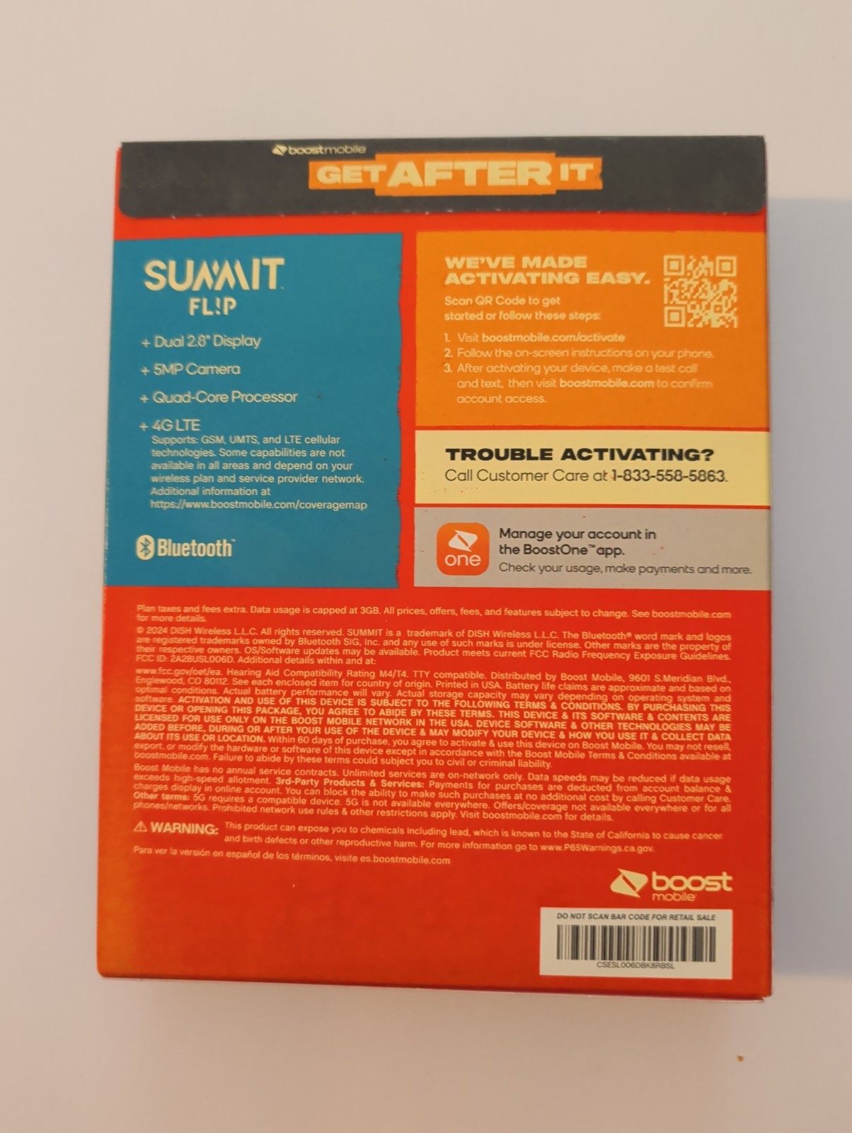 Locked To Boost Mobile Prepaid Summit Flip Phone 8GB 5MP 2.8” BRAND NEW SEALED!