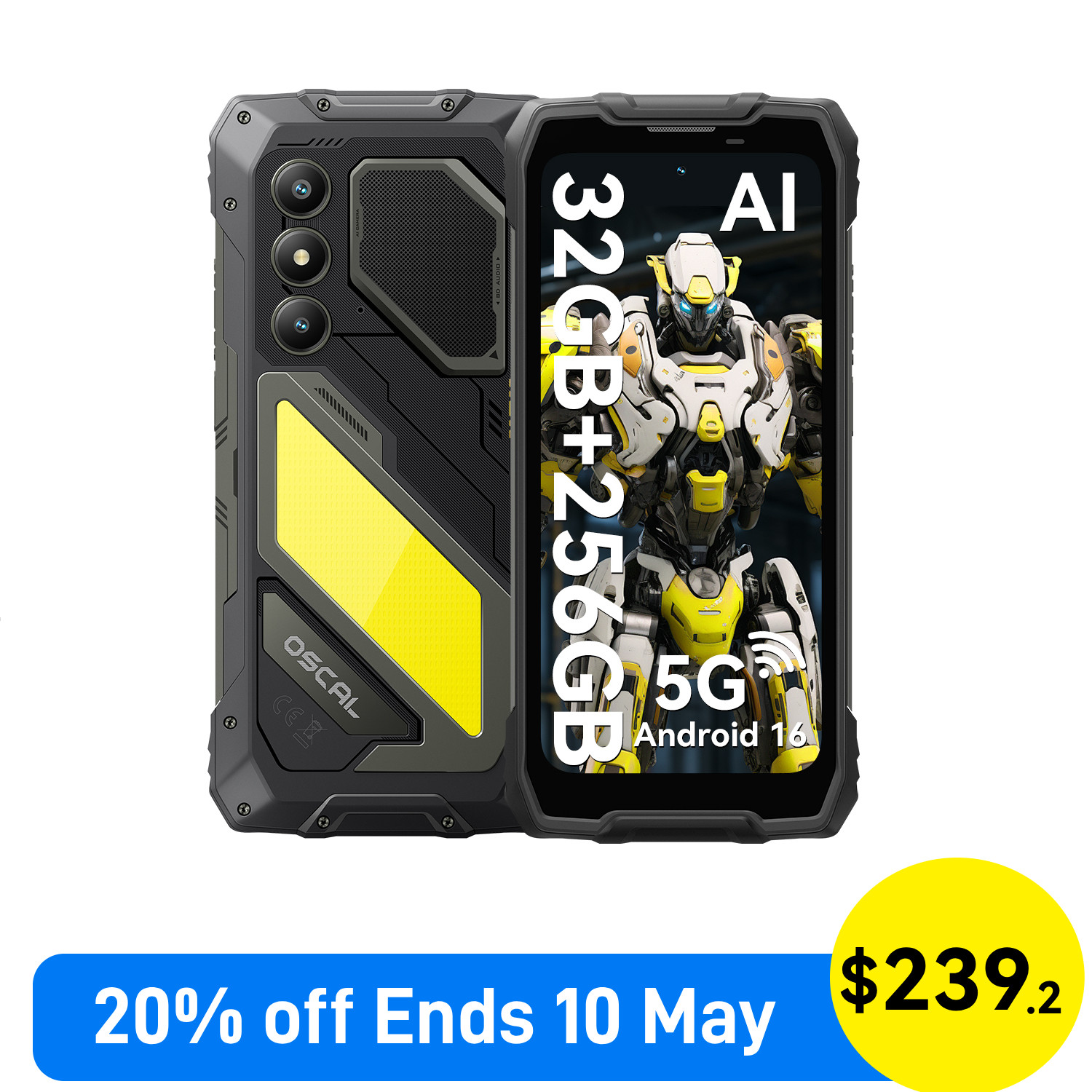 Blackview OSCAL PILOT 5 5G AI Rugged Smartphone 32GB+256GB 6.67″ Android 16 NFC