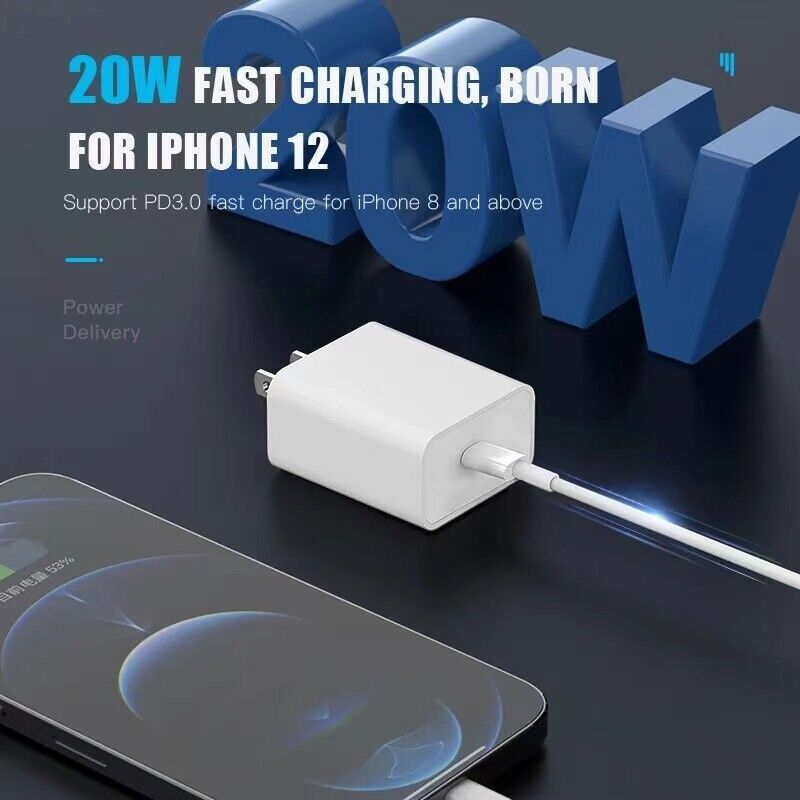 20W Fast Charger Wall Adapter + 3FT USB-C Cable For Apple iPhone 15 14 13 12 11
