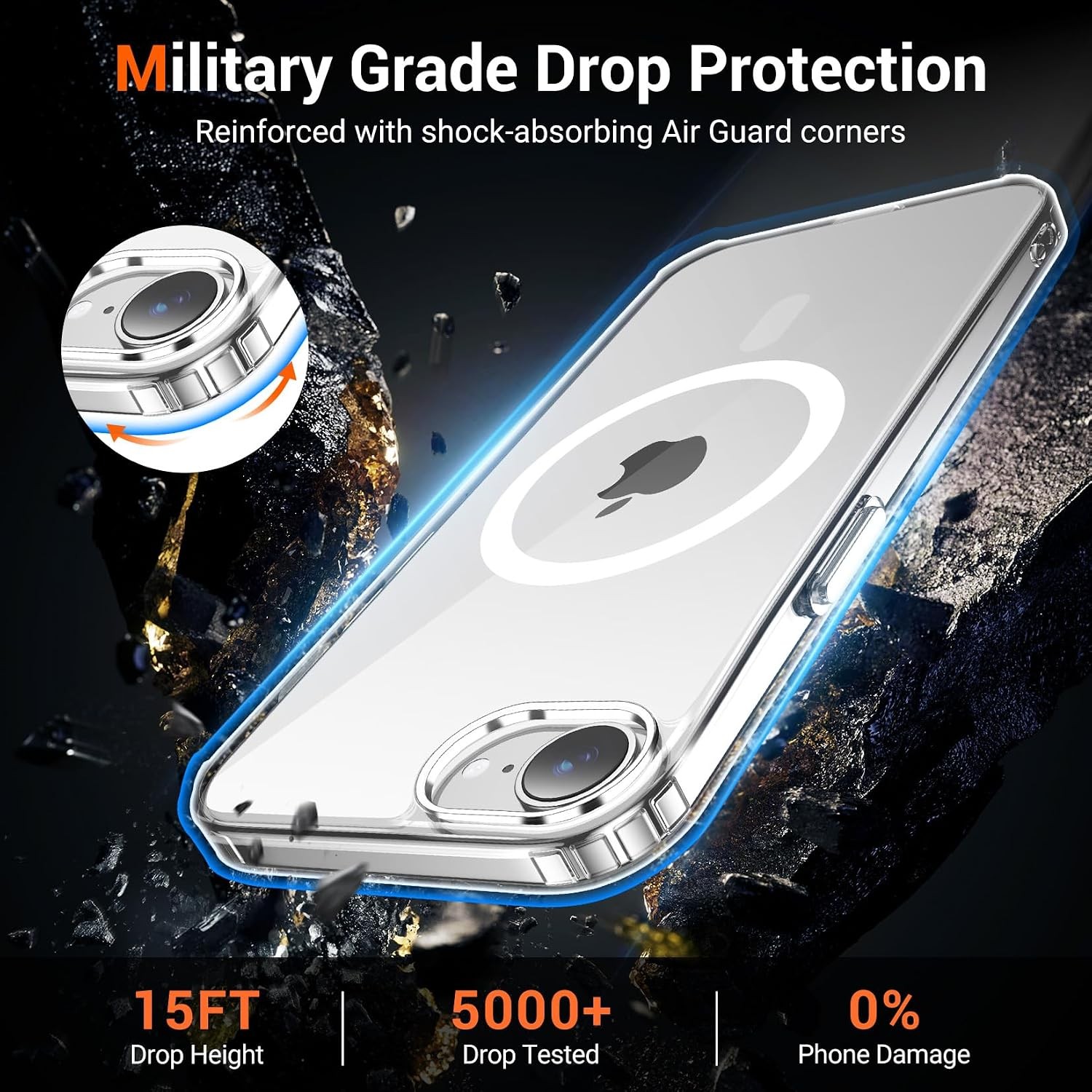 iPhone 17e Case & iPhone 16e Case Clear with Screen Protector, Anti-Yellowing