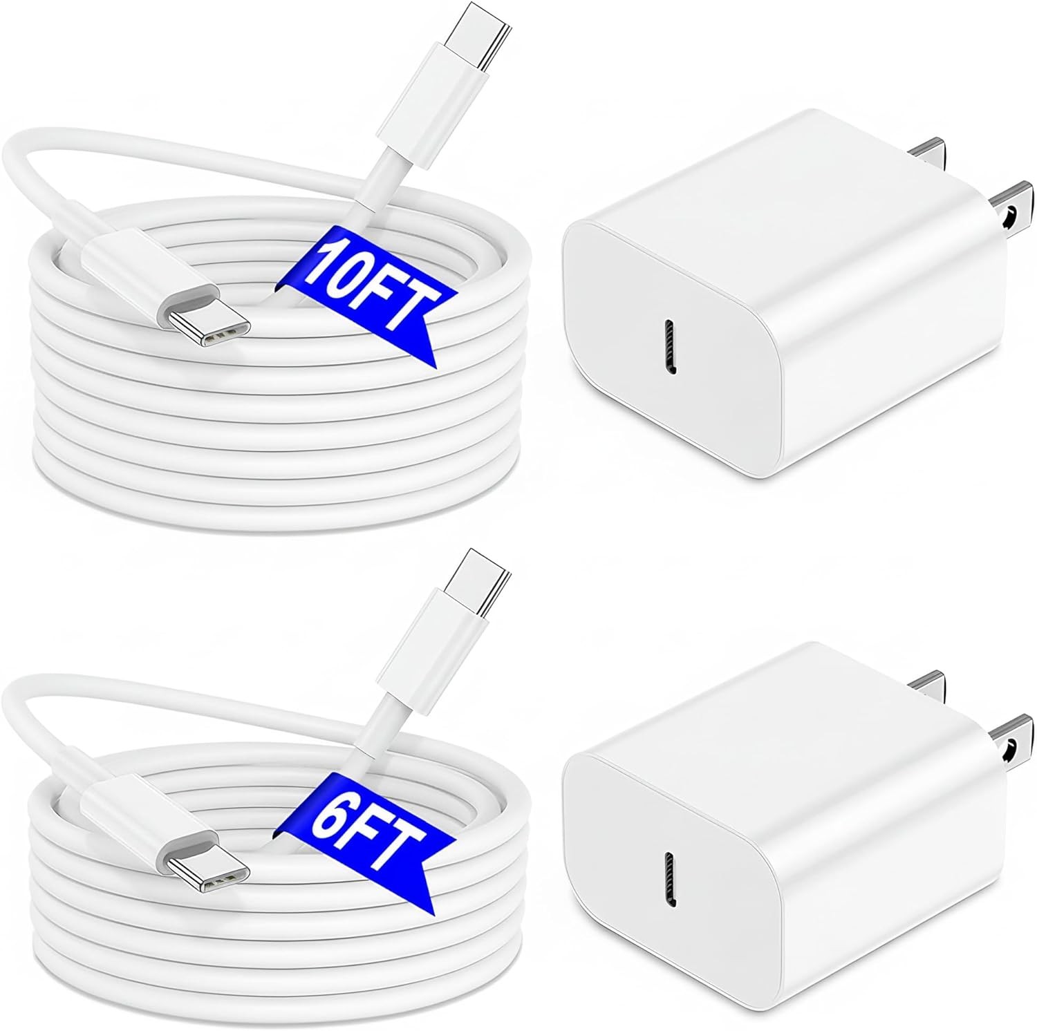 20W USB-C Fast Wall Charger for iPhone 17/16, 6FT Cable