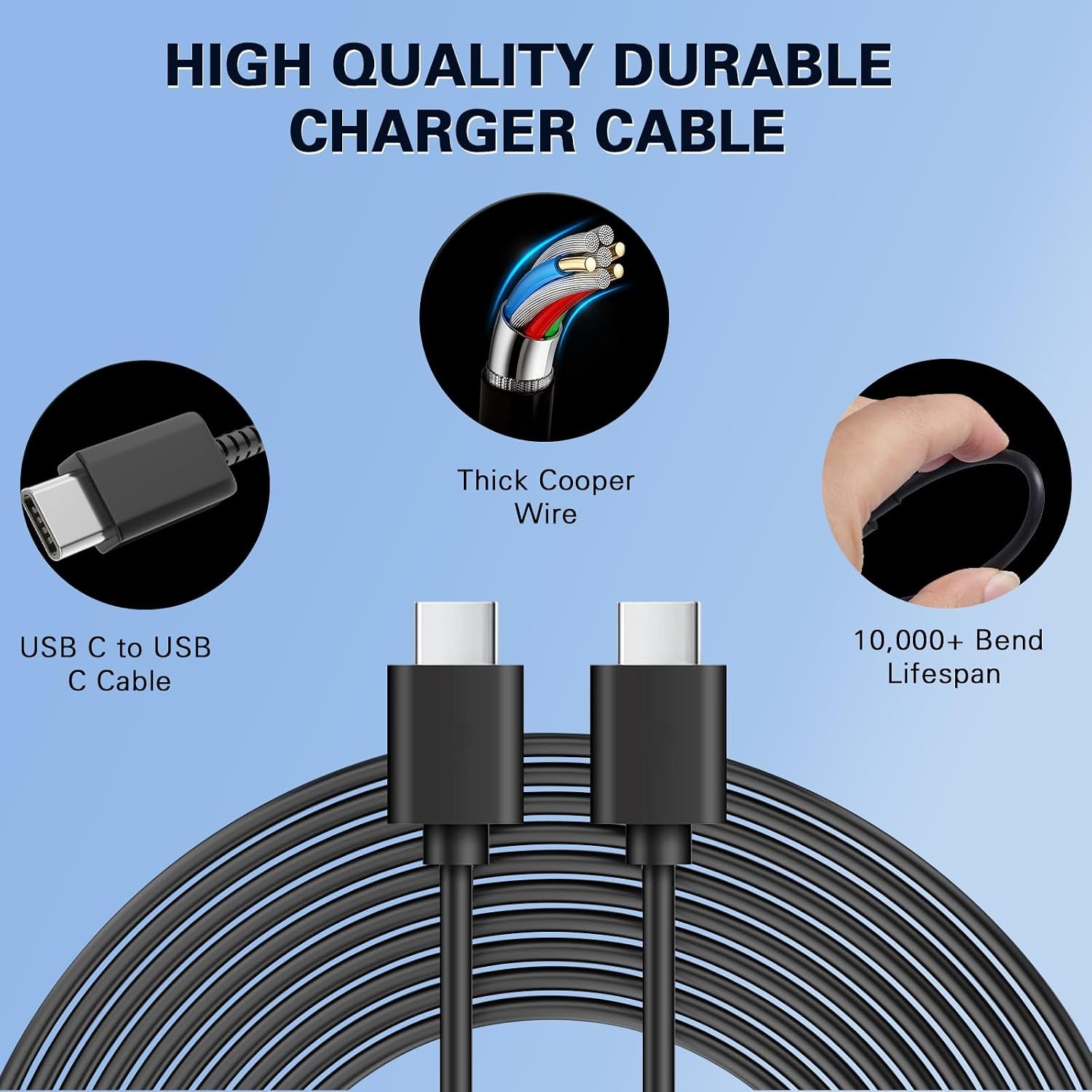 2 Pack 25W Type-C Fast Charger Adapter for Samsung Galaxy S25 Ultra/S24 10FT