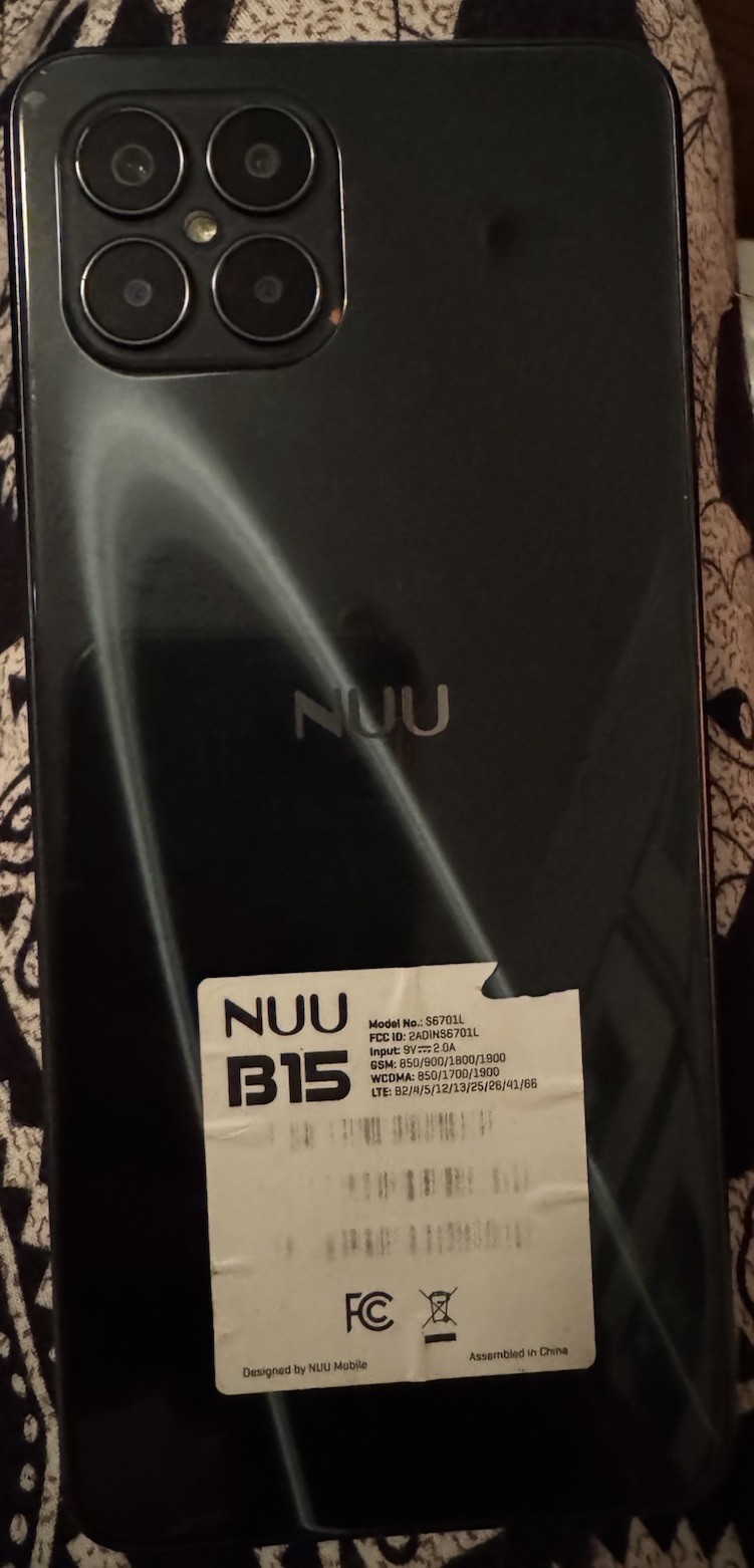 Nuu B15 6701L (Unknown) Cell Phone Fast Ship Good Used Cracked Glass Bad LCD