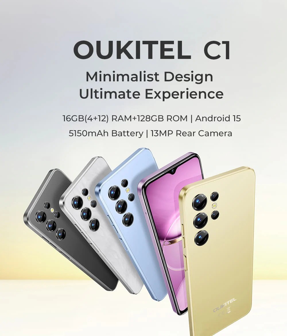New OUKITEL C1 |Unlocked 6.52”HD+Display Android 15 Global Version Cell Phone GD
