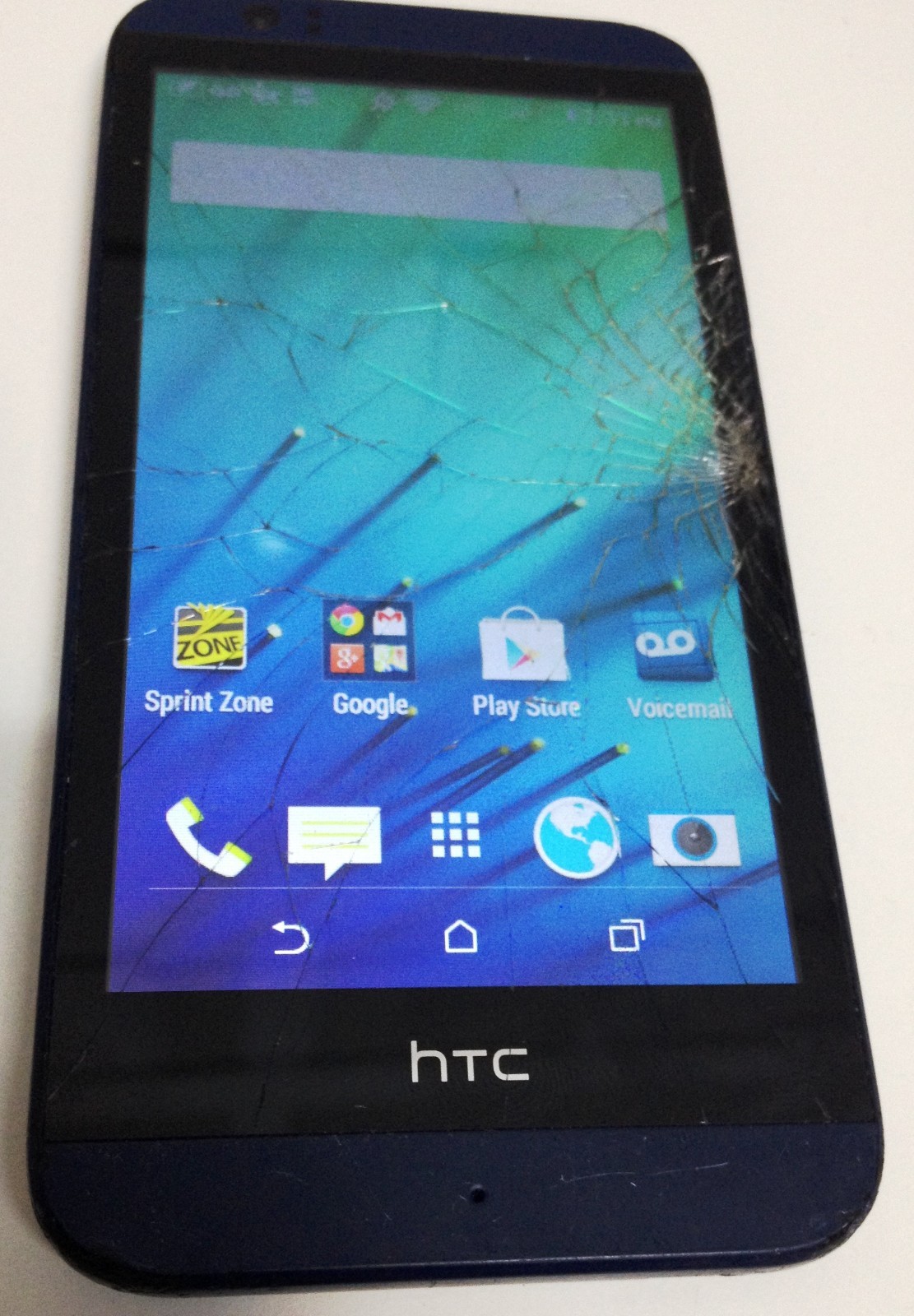 HTC Desire 510 4GLTE Navy Blue Sprint Android Smartphone Cracked Screen