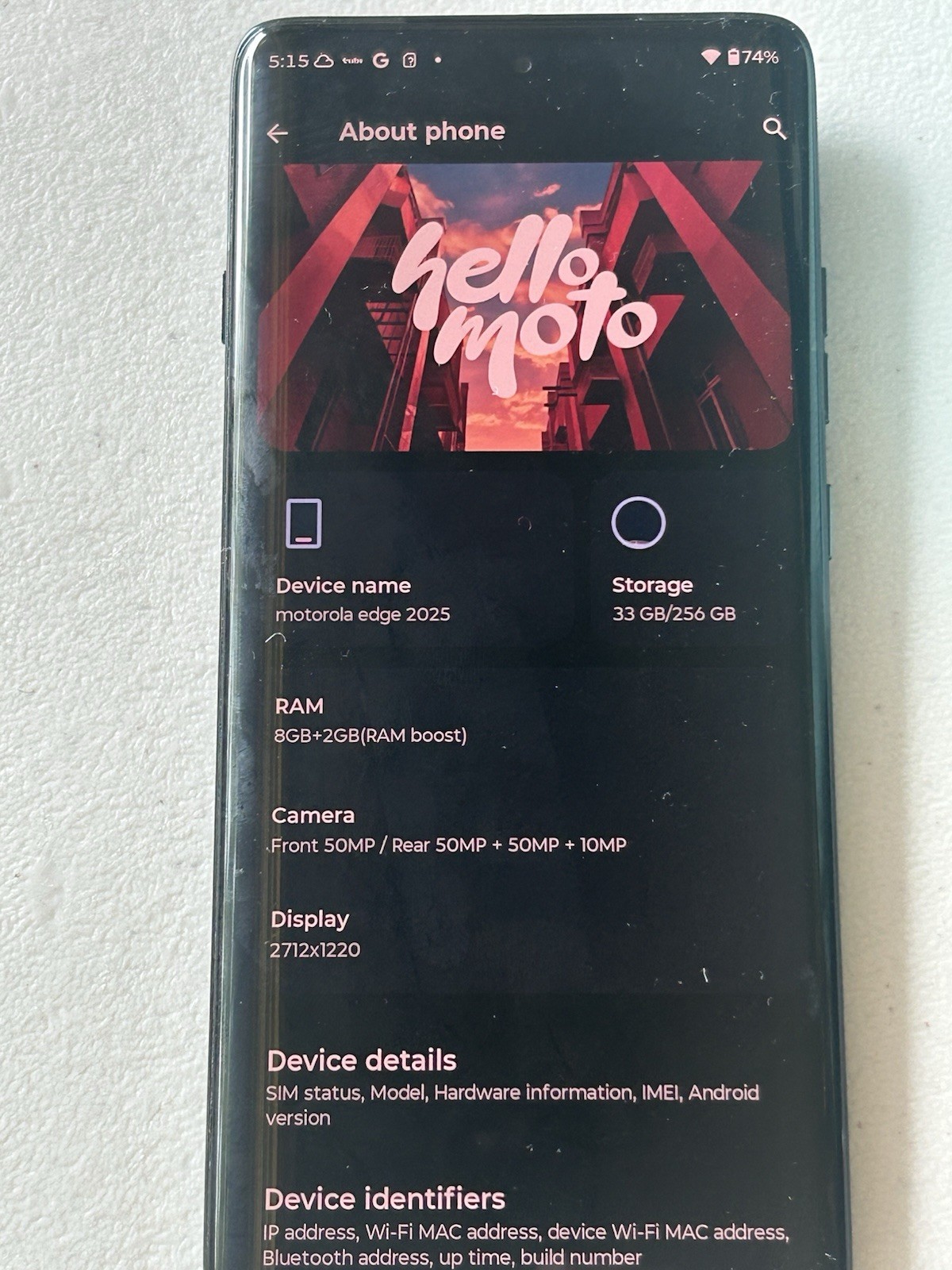 Moto Edge 2025 metro by t-mobile 256 GB