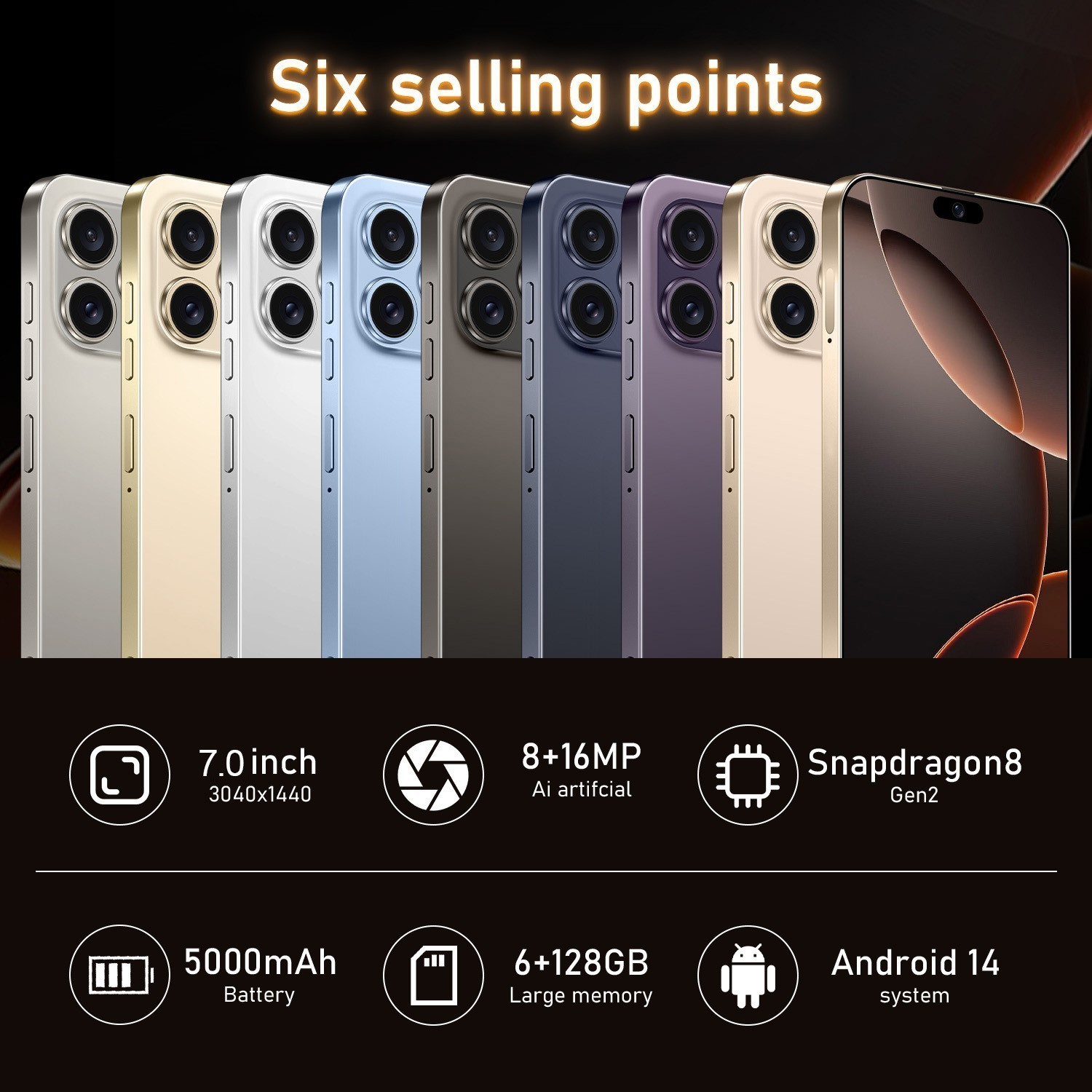 Unlocked G16 Pro Max 5G Cell Phone 128GB Dual SIM Smartphone Android 15
