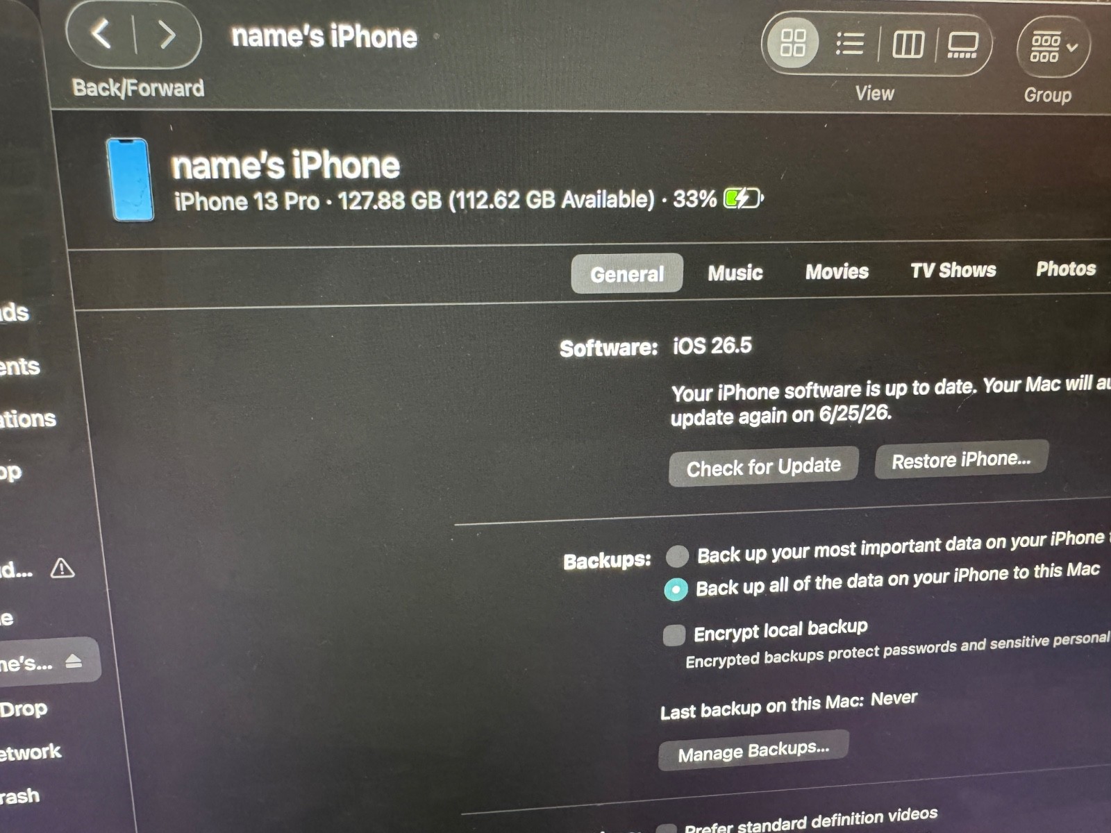 Apple iPhone 13 Pro 128GB Graphite A2483 Unlocked Cracked Screen LCD READ #10