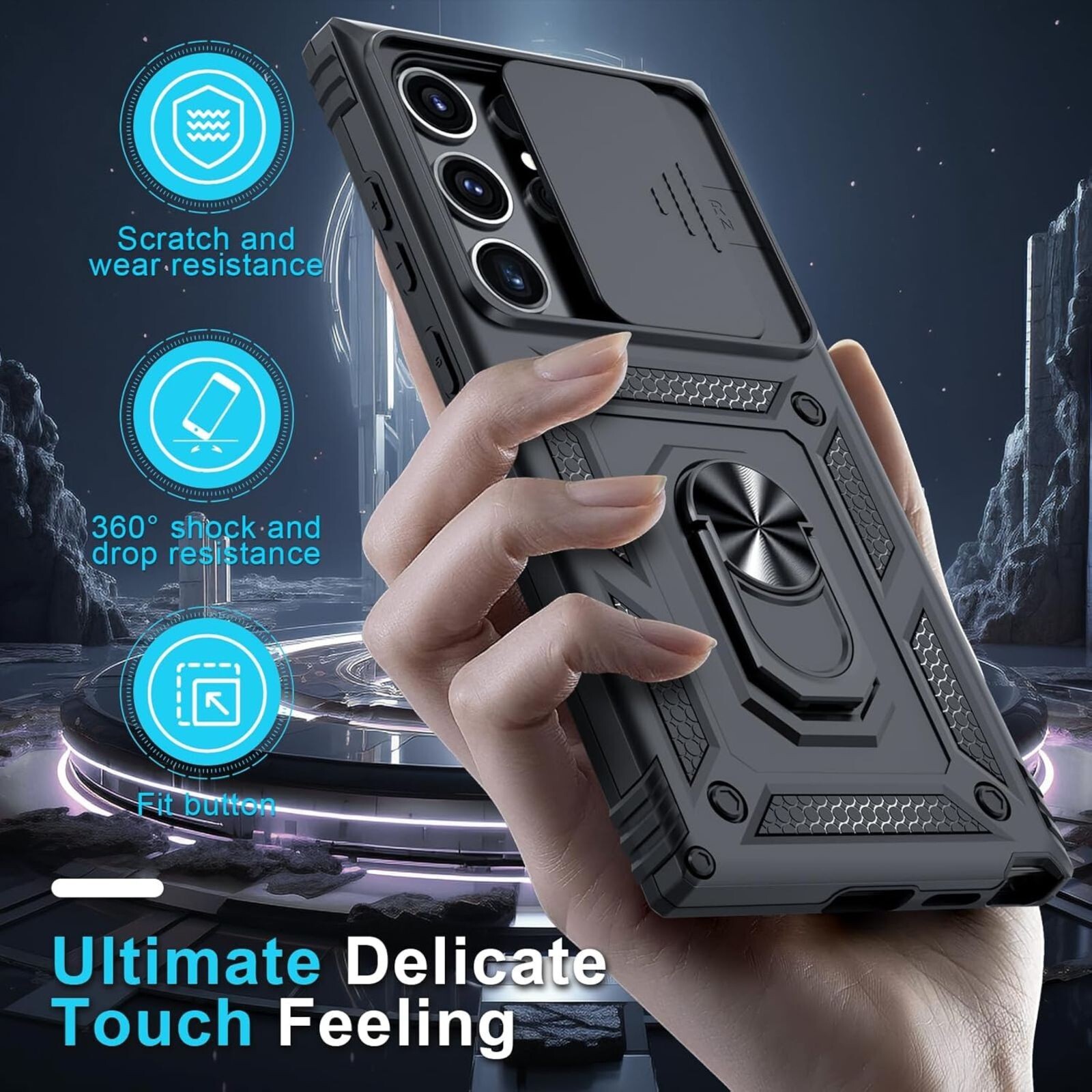 For Samsung Galaxy S25 Ultra Case w/ Military Grade Protective Cover & Kickstand