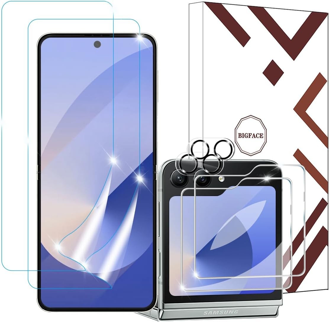 6 in 1 Screen Protector for Samsung Galaxy Z Flip 6 – 2 Pack EPU & Glass
