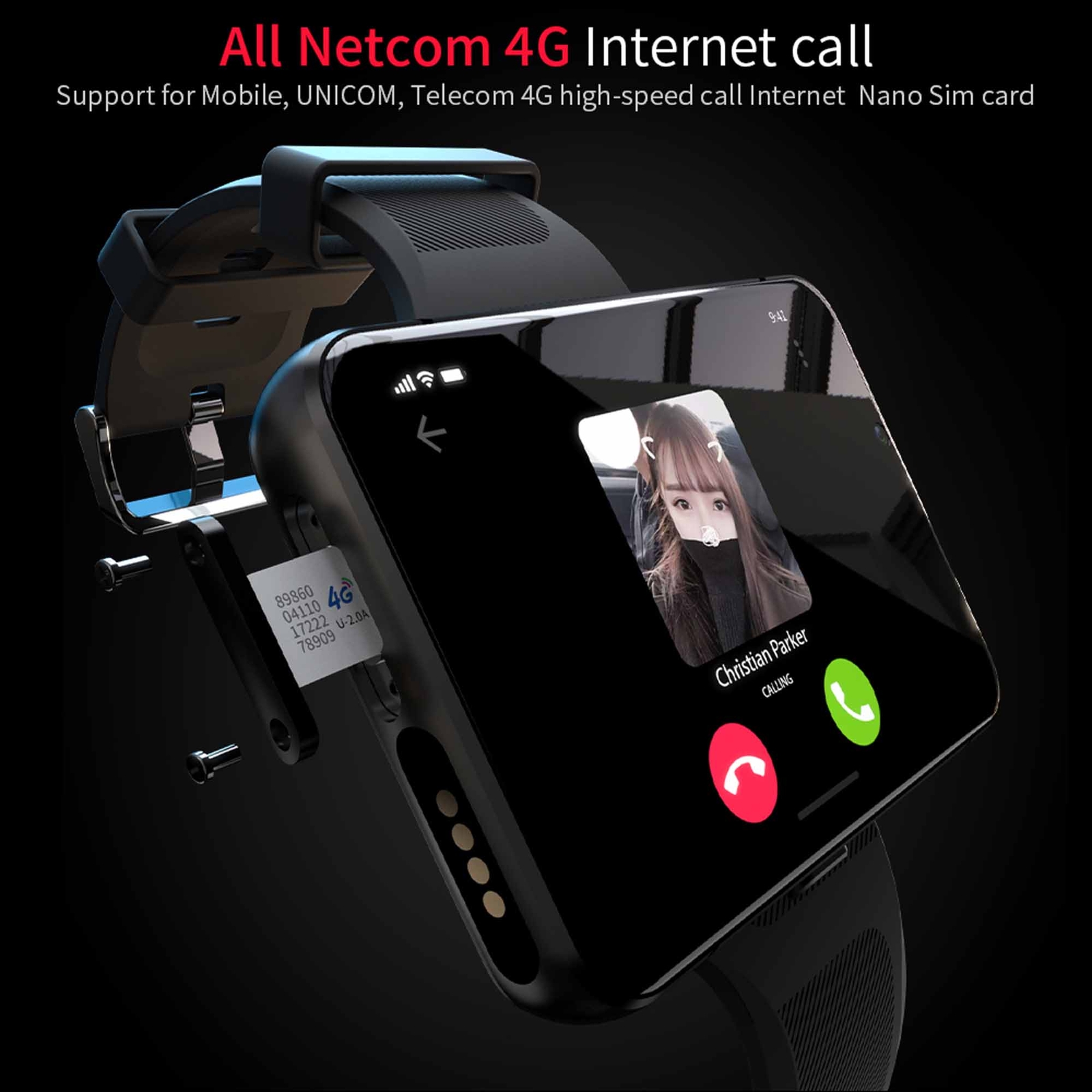 2.88″ Large Touch Screen 4G Smart Watch Android 9.0 Dual Camera WIFI GPS 4+64GB
