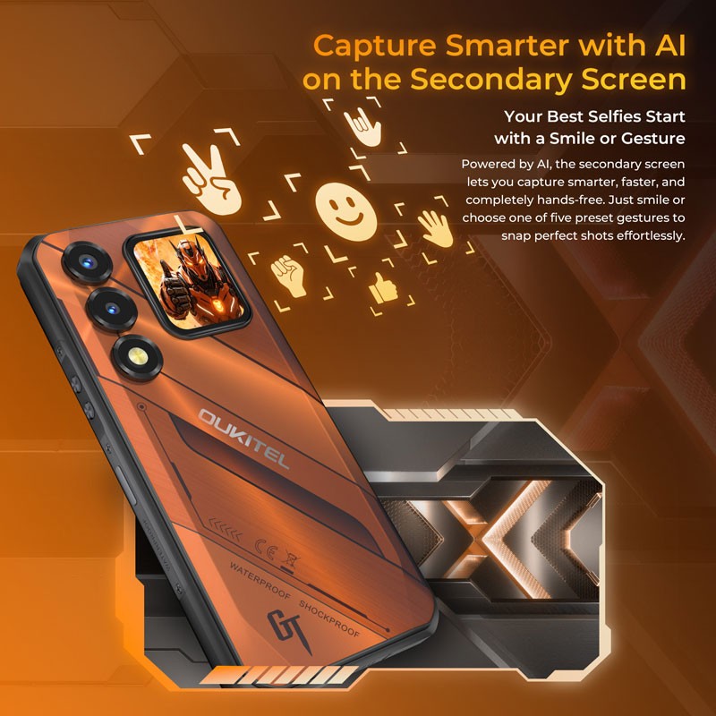 5G OUKITEL WP66 Rugged Phone Android 16 Mobile Waterproof Dual Screen NFC Global