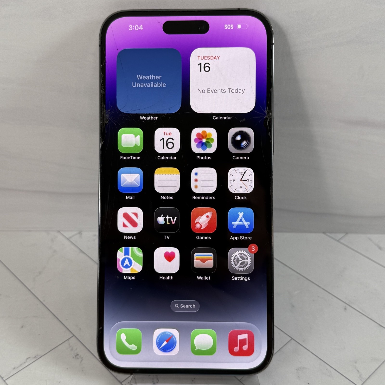 Apple iPhone 14 Pro Max 128 GB A2651 Purple Unlocked Cracked Screen LCD #H66