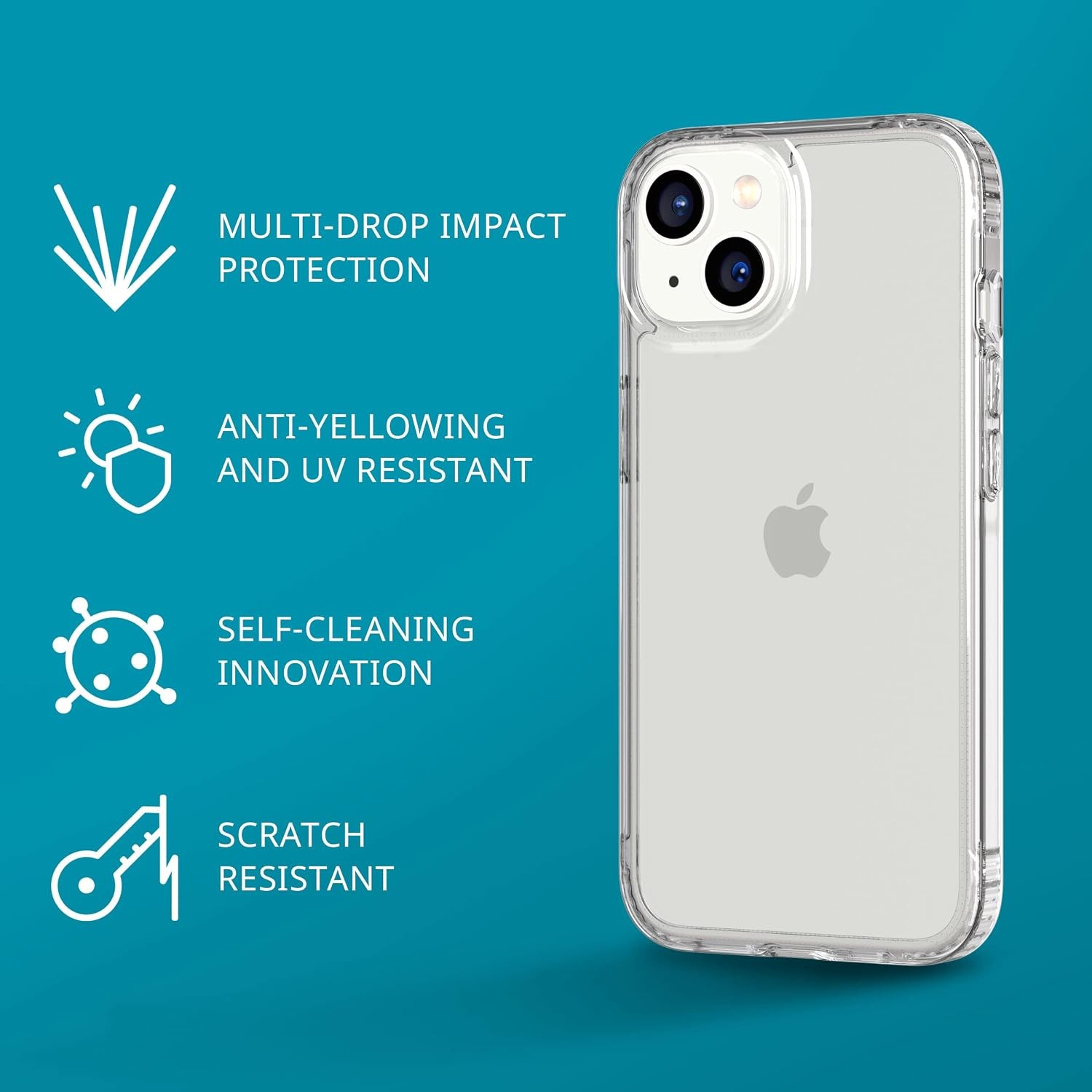 iPhone 14 Evo Clear – Scratch-Resistant, Shock-Absorbing Phone Case with 12ft Pr