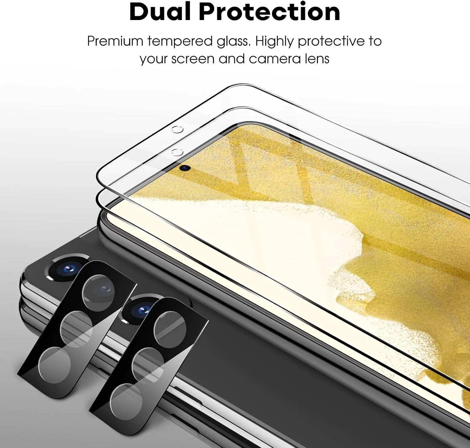 4in1 Tempered Glass Galaxy S22 5G for Screen and Camera Lens Protector 9H